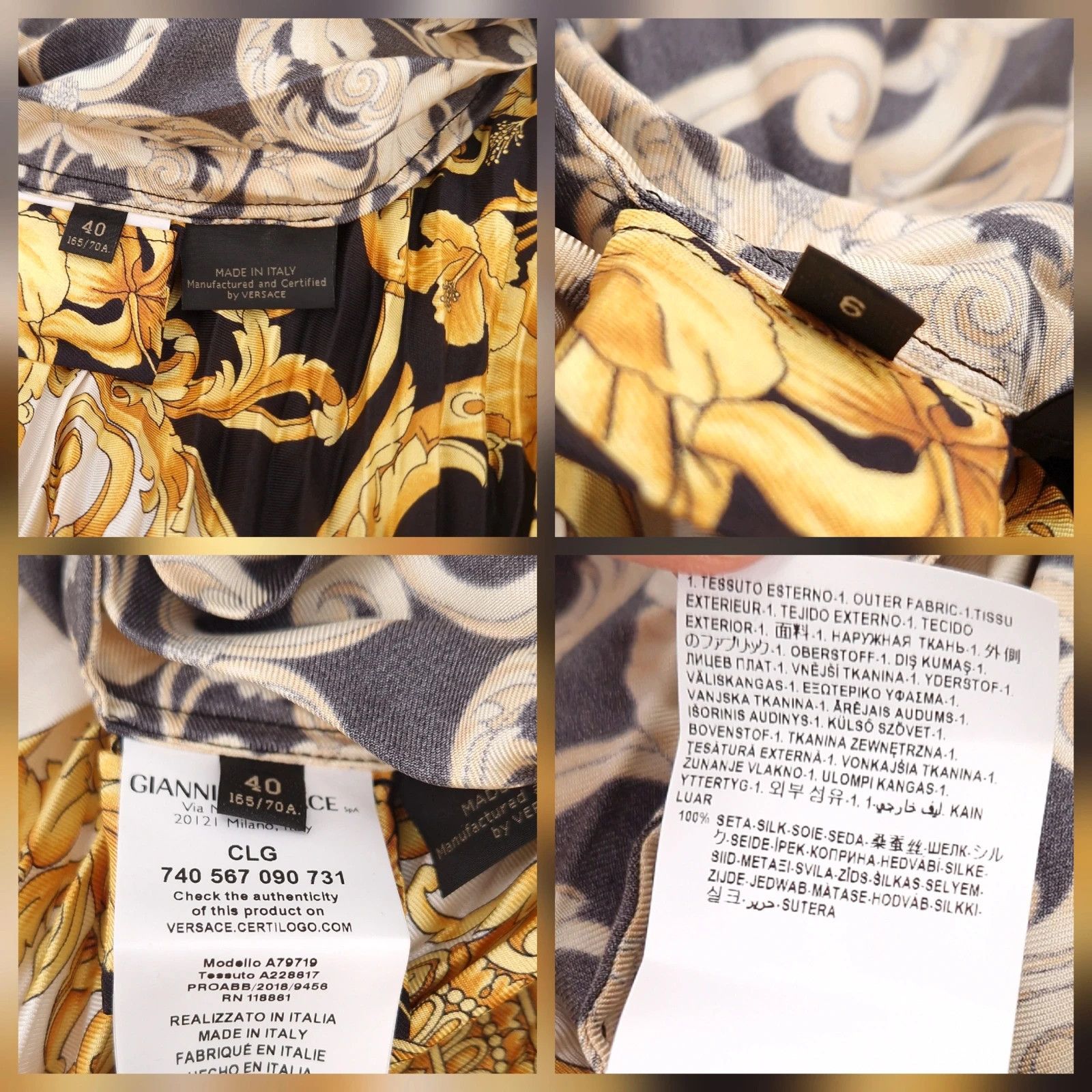 Versace Versace Mainline Baroque Pleated Silk Maxi Skirt Size 26" / US 2 / IT 38 - 9 Thumbnail