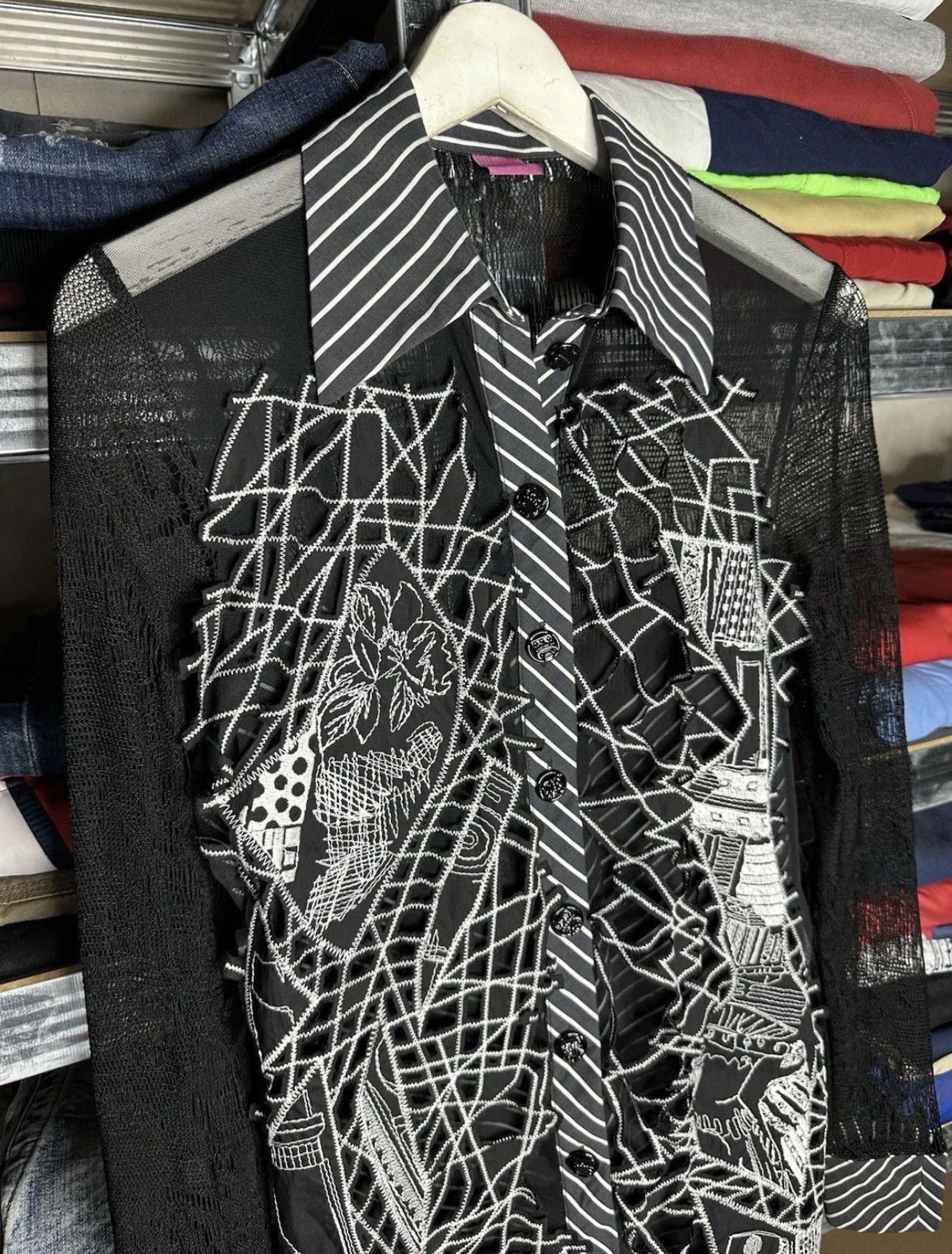 Other Save The Queen Women's Avantgard Y2K Ghotic Dress Shirt Size M / US 6-8 / IT 42-44 - 3 Thumbnail