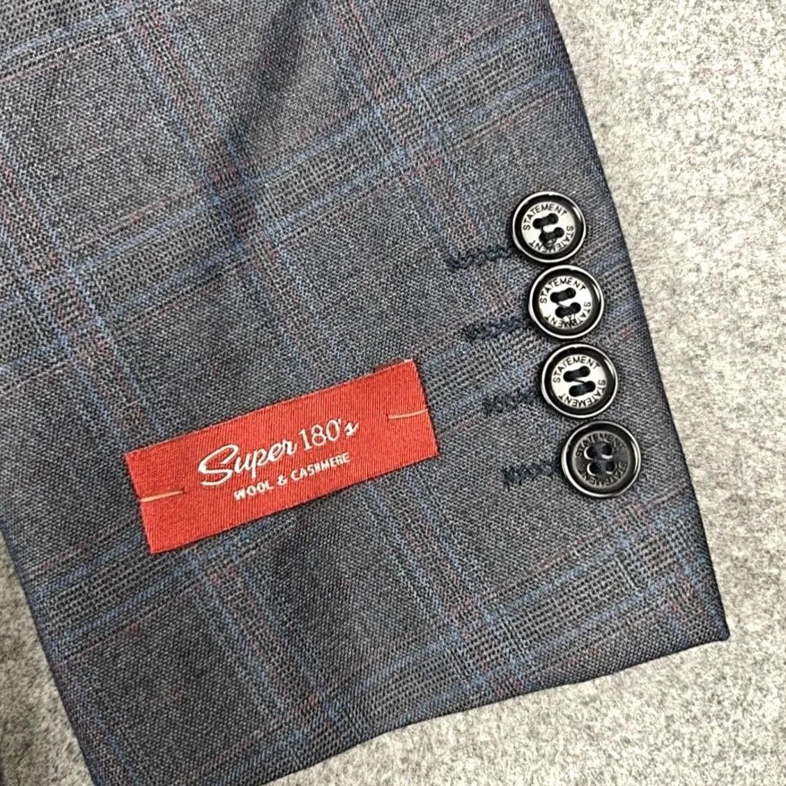 Vintage Statement Suit Vest Mens 40R Gray Plaid Wool Cashmere 2 Piece Slim Fit Size US XXS / EU 40 - 3 Thumbnail