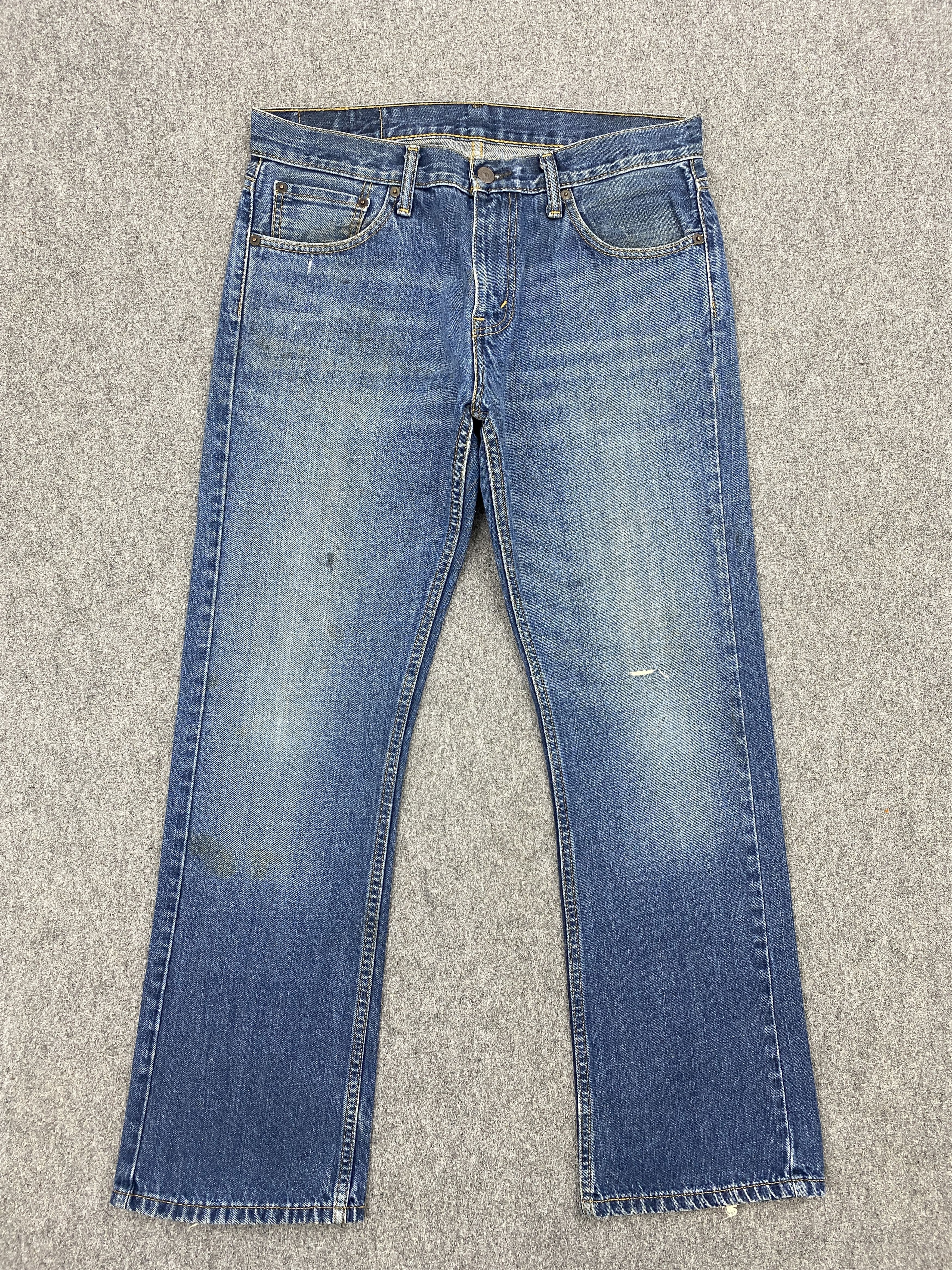 image of Levis 527 Bootcut Faded Blue Jeans in Blue Denim, Men's (Size 32)