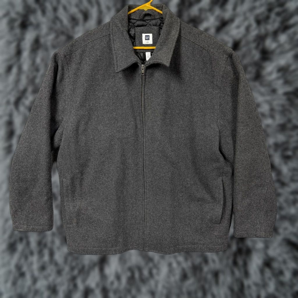 Gap VINTAGE Gap Jacket Mens 2XL Gray Wool Zip Front Quilted Lined Coat 2000s Size US XXL / EU 58 / 5 - 1 Thumbnail
