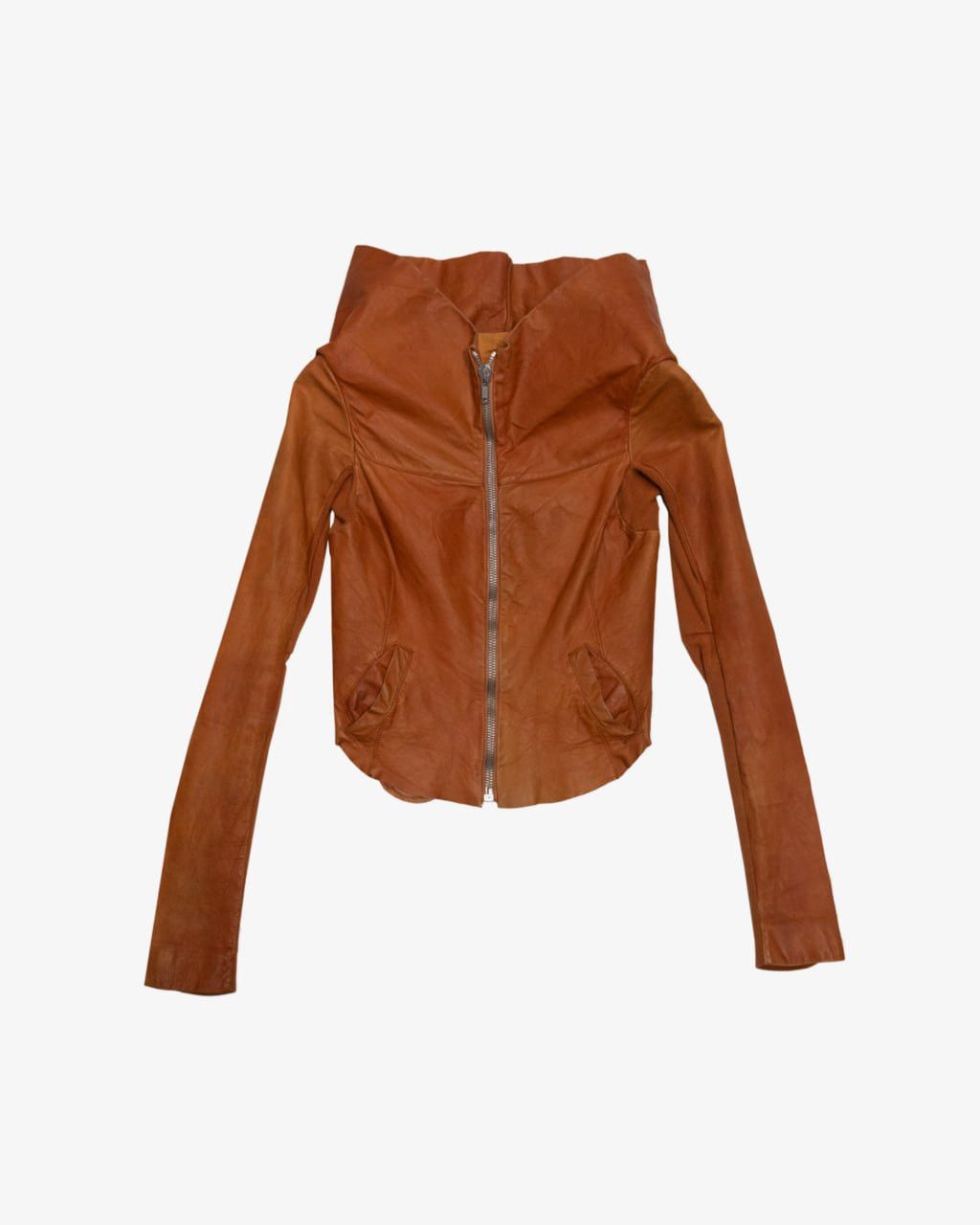 Rick Owens AW03 Rick Owens “Trucker” Honey Naska Leather Biker Jacket Size XS / US 0-2 / IT 36-38 - 1 Thumbnail