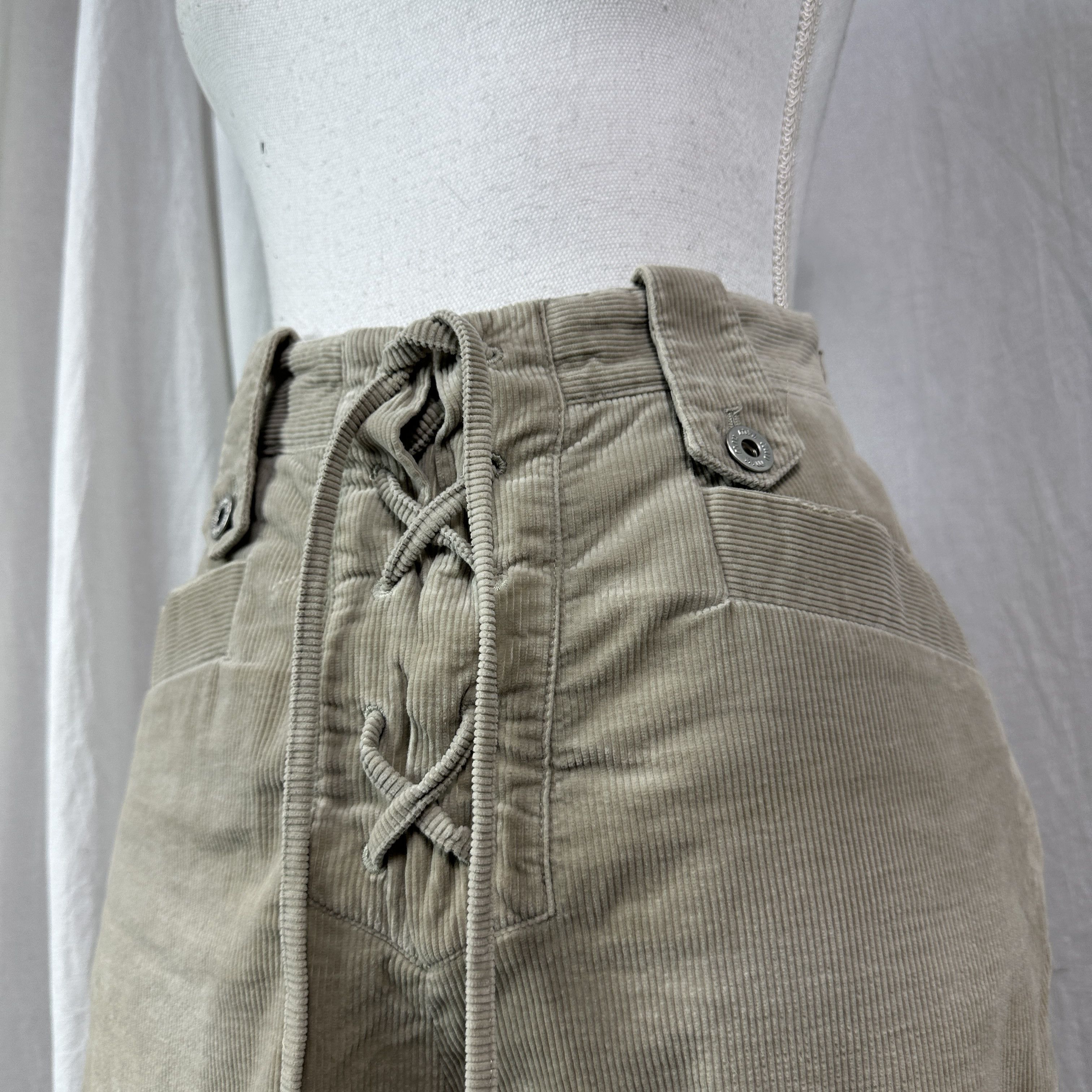 Miu Miu Vintage High Waisted Laced Corduroy Miu Miu Pants 00s Size 25" / US 0 / IT 36 - 8 Thumbnail