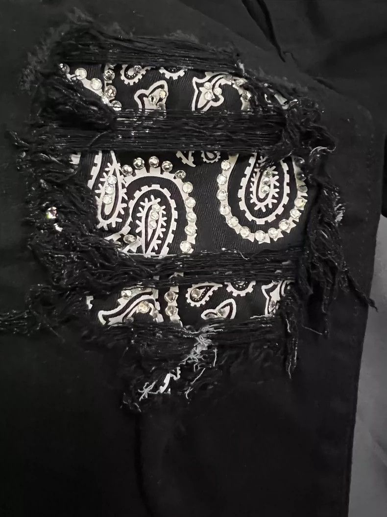 Amiri Amiri 18FW Flash diamond cashew flower patchwork black jean Size US 32 / EU 48 - 5 Thumbnail