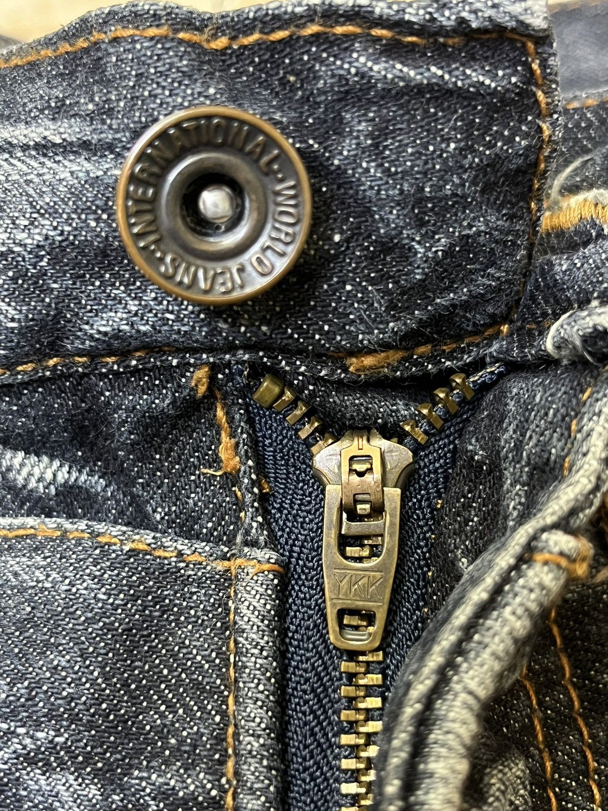 Japanese Brand SICK🔥JAPANESE BRAND "NYLAUS JEANS" DOUBLE WAIST JEANS/DENIM Size US 31 - 10 Thumbnail