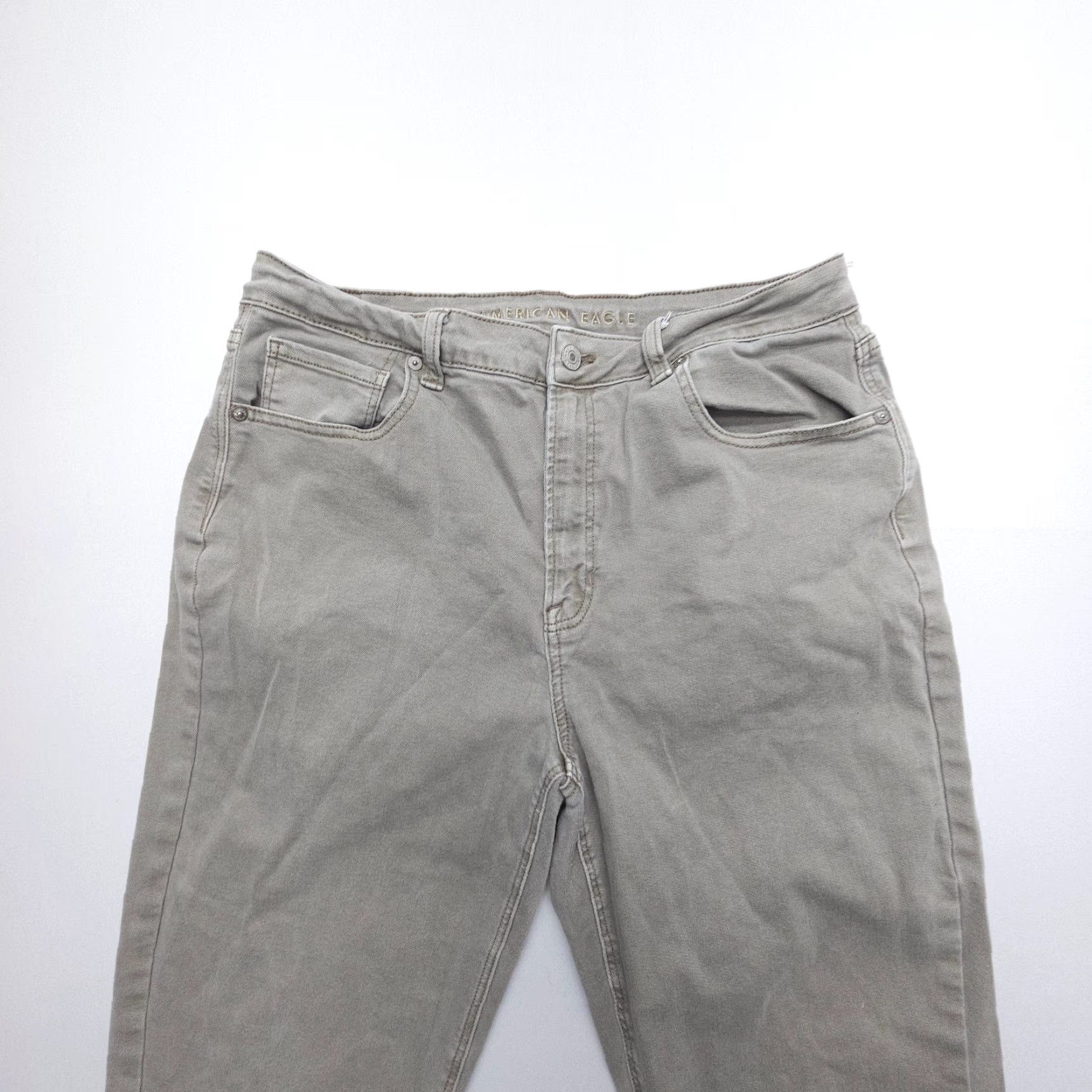 American Eagle Outfitters American Eagle Outfitters Mom Jeans Womens 14 High Rise Green Denim Slim Stretch 5-Pocket Regular Inseam 26 Size 36" / US 14 / IT 50 - 3 Thumbnail