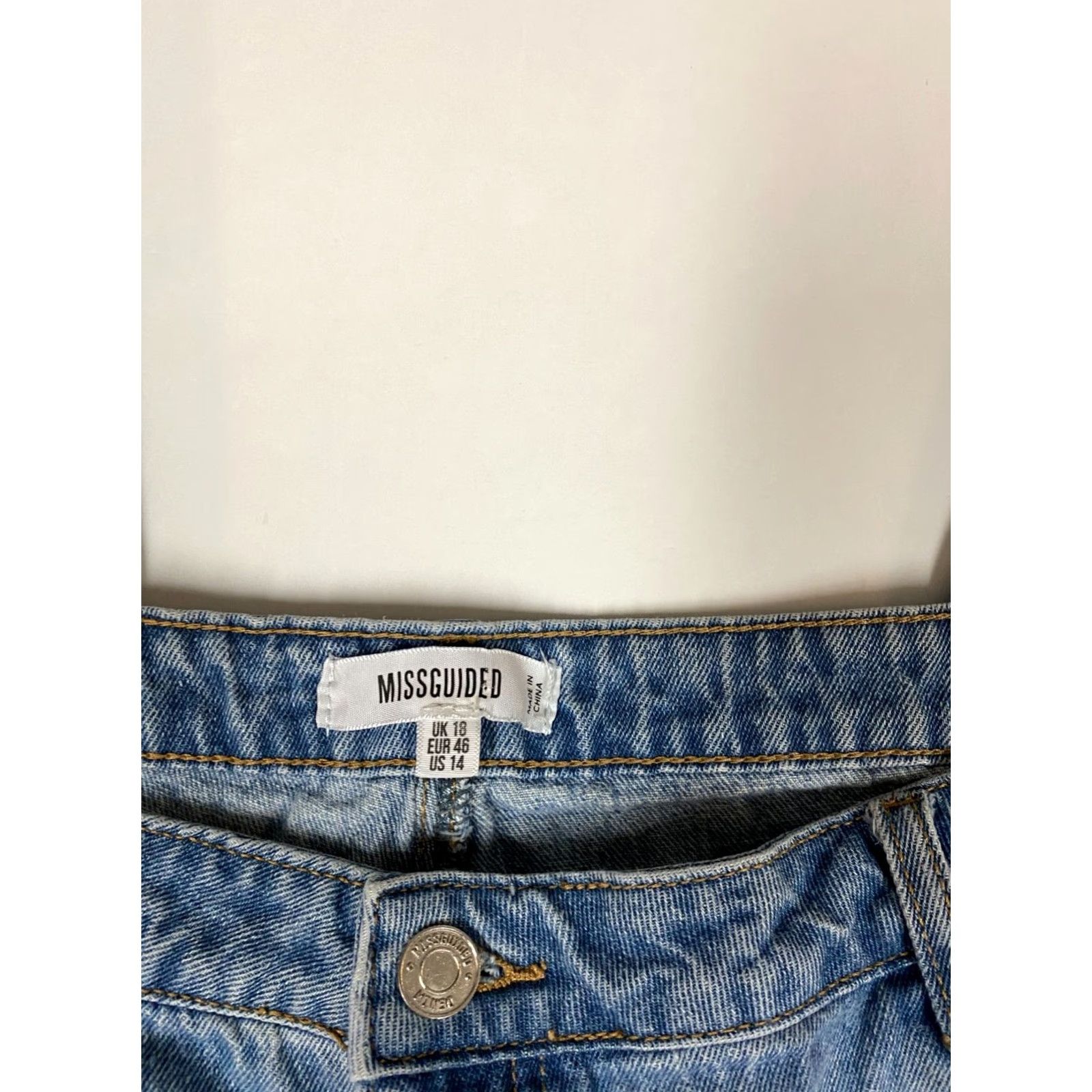 Missguided Missguided Jeans 14 Blue Denim Straight Womens Regular Size 36" / US 14 / IT 50 - 2 Thumbnail