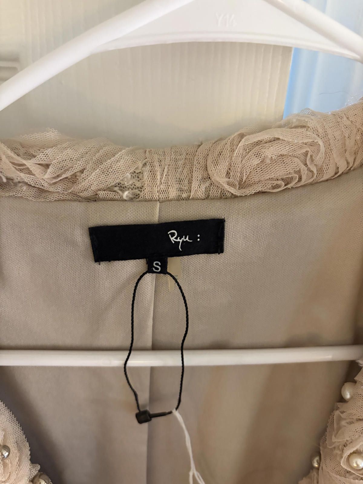 Other Ryu: Beige Embroidered and Beaded Pea Coat Tulle Skirt, Sz S Size S / US 4 / IT 40 - 3 Thumbnail