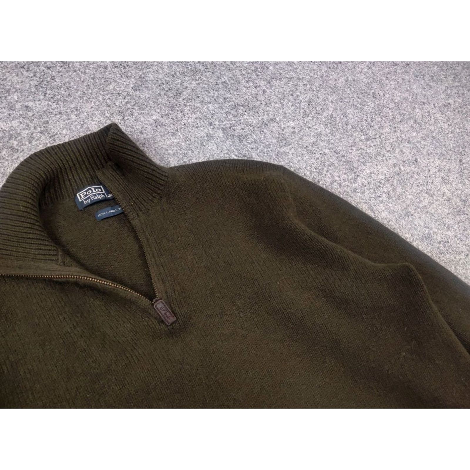 Polo Ralph Lauren VINTAGE Polo Ralph Lauren Lambswool half zip Collar Knit Dark Green Sweater Size US L / EU 52-54 / 3 - 5 Thumbnail
