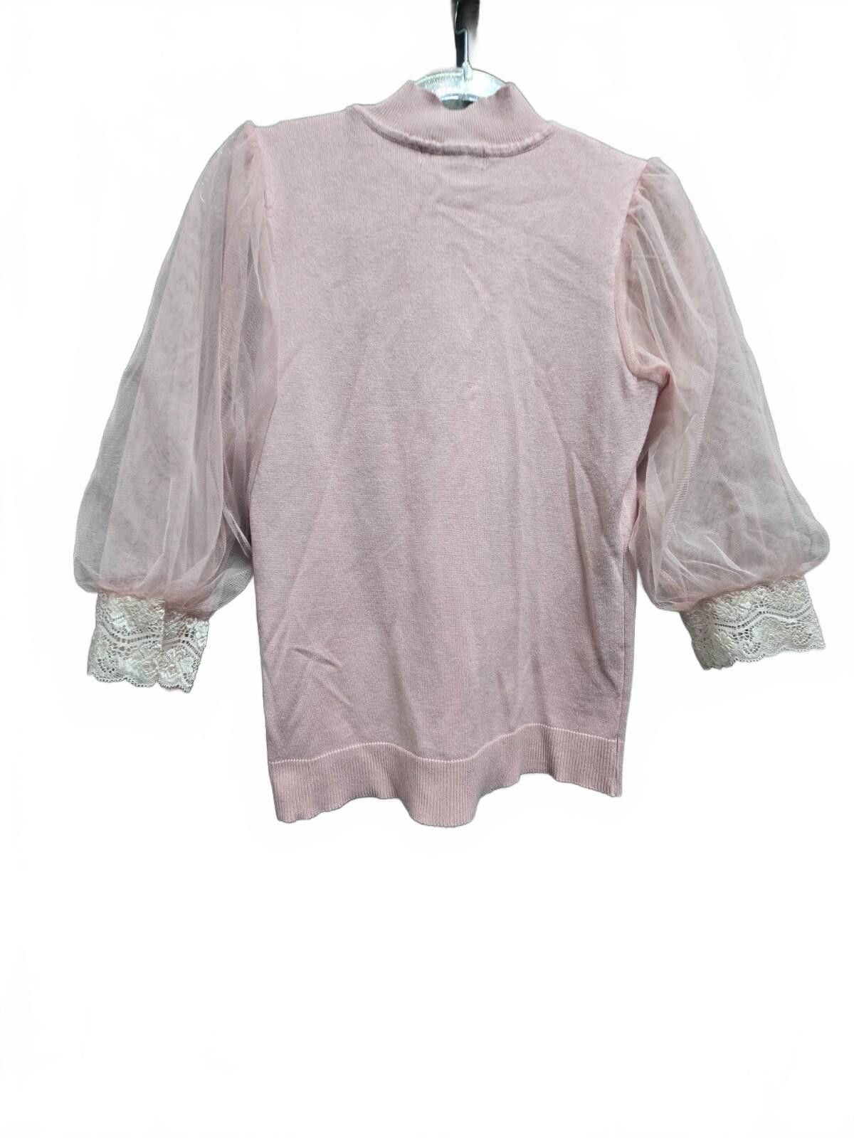 Other Dusty Rose Women Size M Pink Puff Mesh Lace Shirt Coquette Size M / US 6-8 / IT 42-44 - 4 Thumbnail