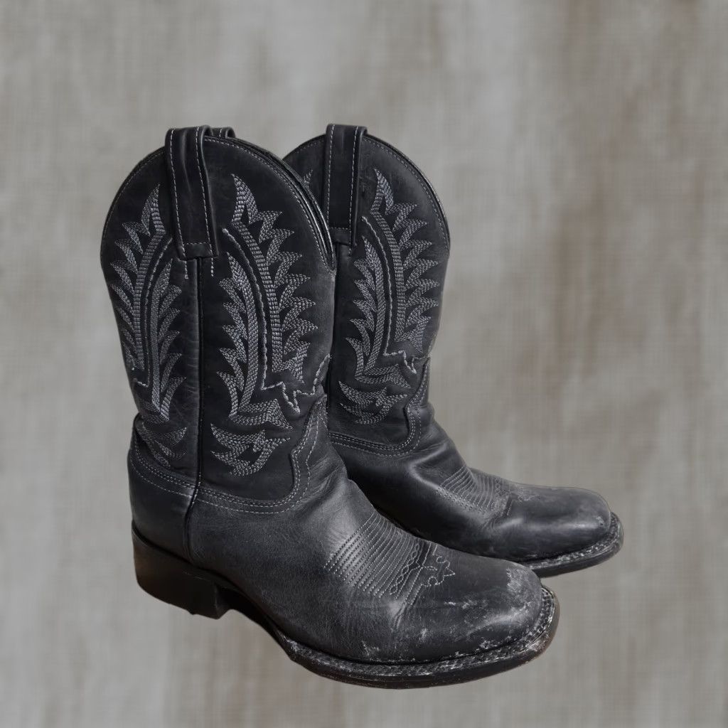 Vintage Vintage J.B. Dillon Cowboy Boots Women’s Size 8.5 Leather Square Toe Western Mid-Calf Black Size US 5 / IT 35 - 1 Thumbnail