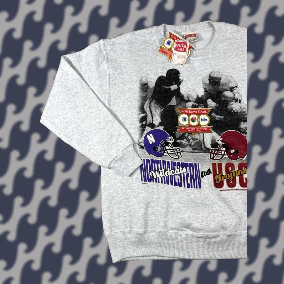 Nutmeg VINTAGE Nutmeg Crew Neck Sweatshirt Unisex Adults Medium Gray 1996 Rose Bowl 90s College Sports USA Made Heavyweight Graphic Print Size US M / EU 48-50 / 2 - 1 Thumbnail