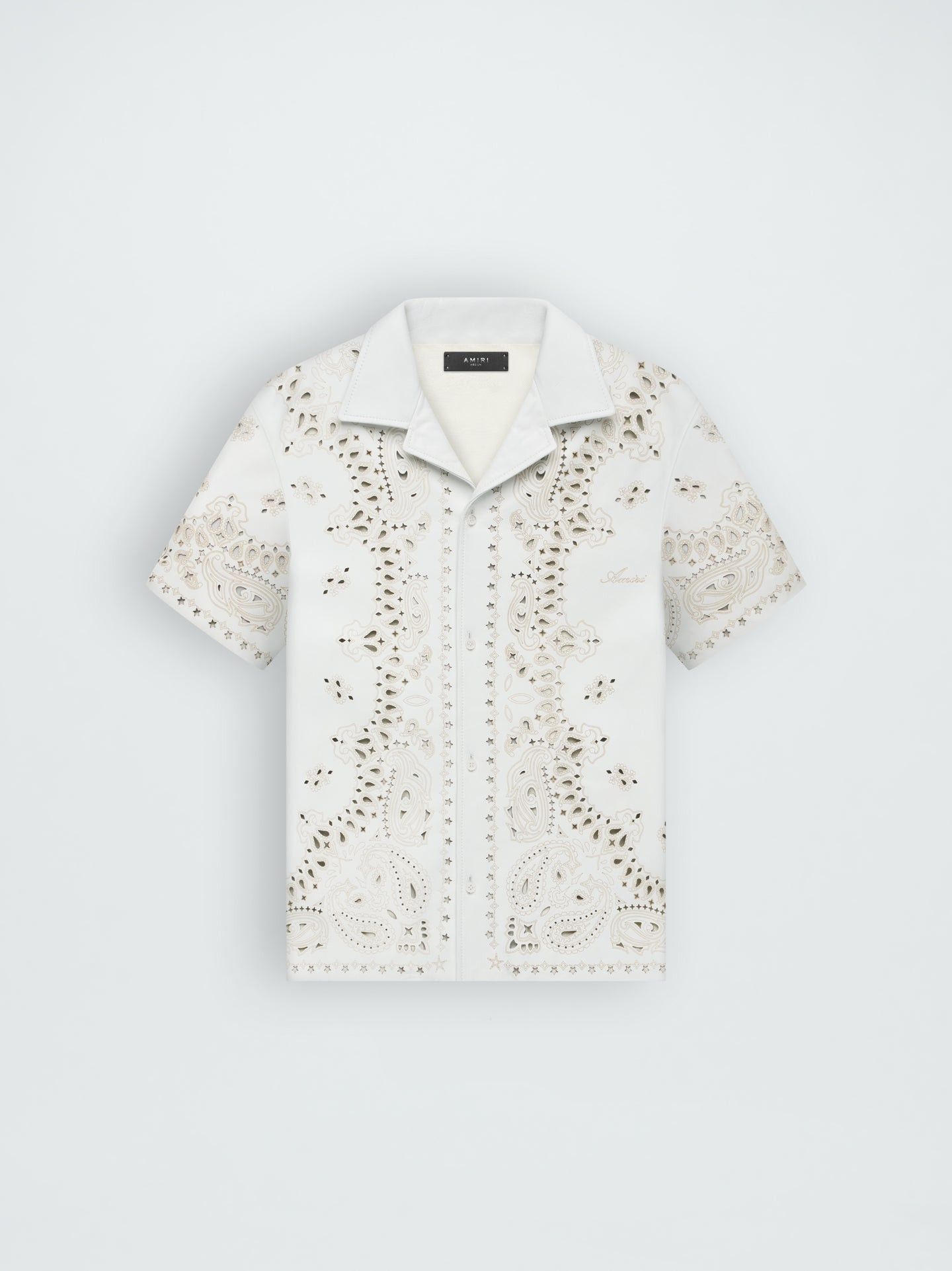 Amiri *3.5K VALUE* Total Leather White Bandana Applique Shirt Size US S / EU 44-46 / 1 - 1 Thumbnail