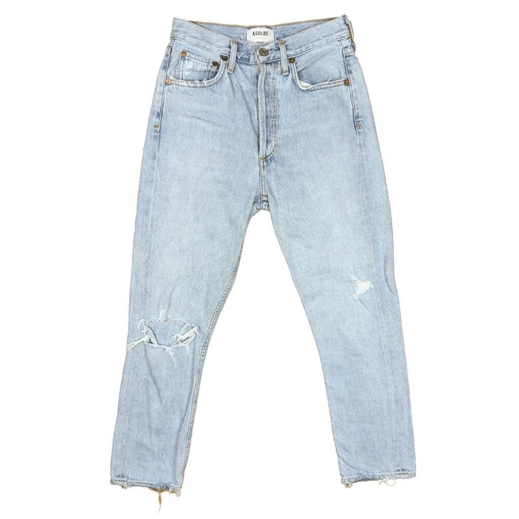 Agolde AGOLDE Riley Straight Distressed Fading Blue Jeans Size 24 Size 24" / US 00 / IT 34 - 3 Thumbnail