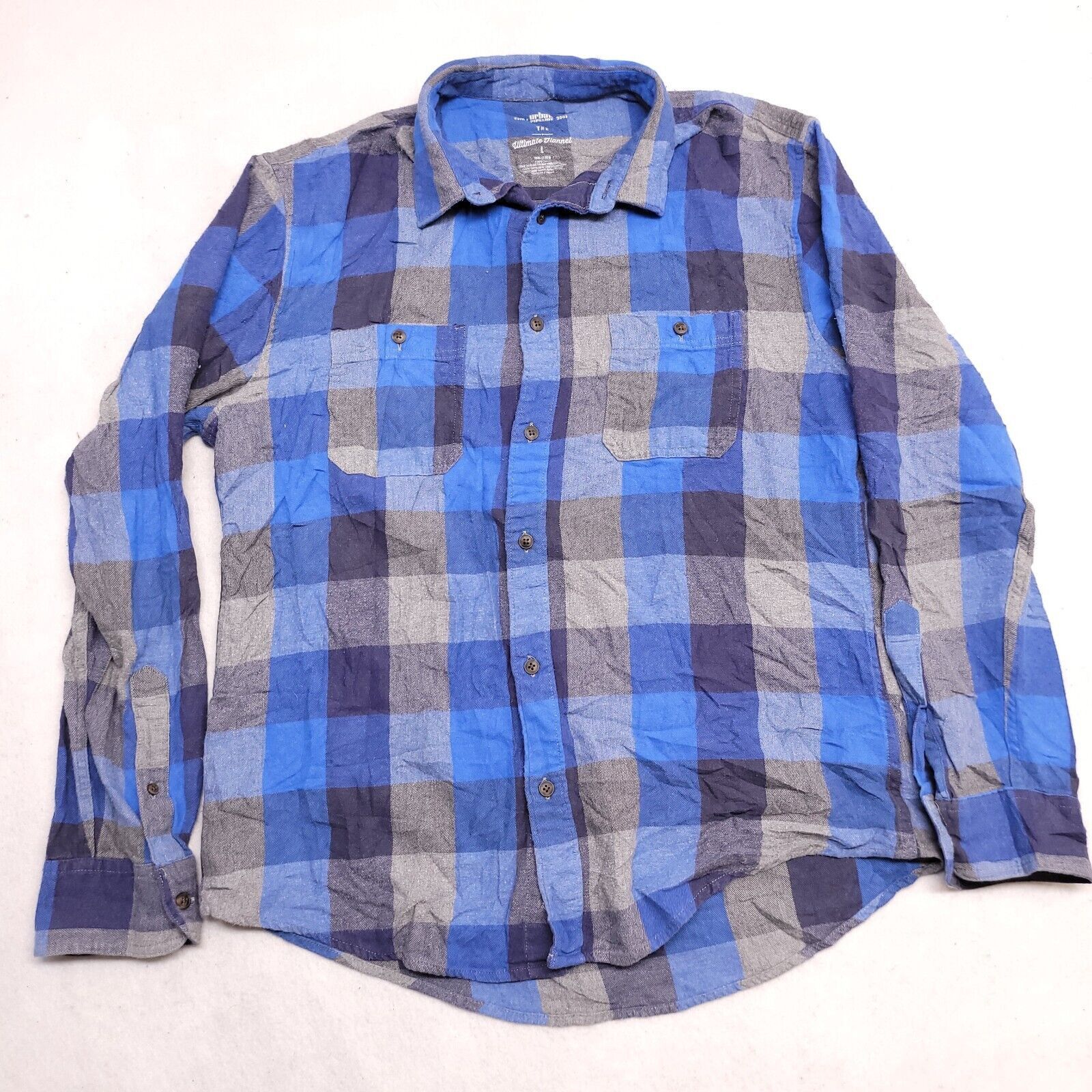 Urban Pipeline Urban Pipeline Gigham Flannel Shirt Mens Size L Blue Gray Size US L / EU 52-54 / 3 - 2 Thumbnail