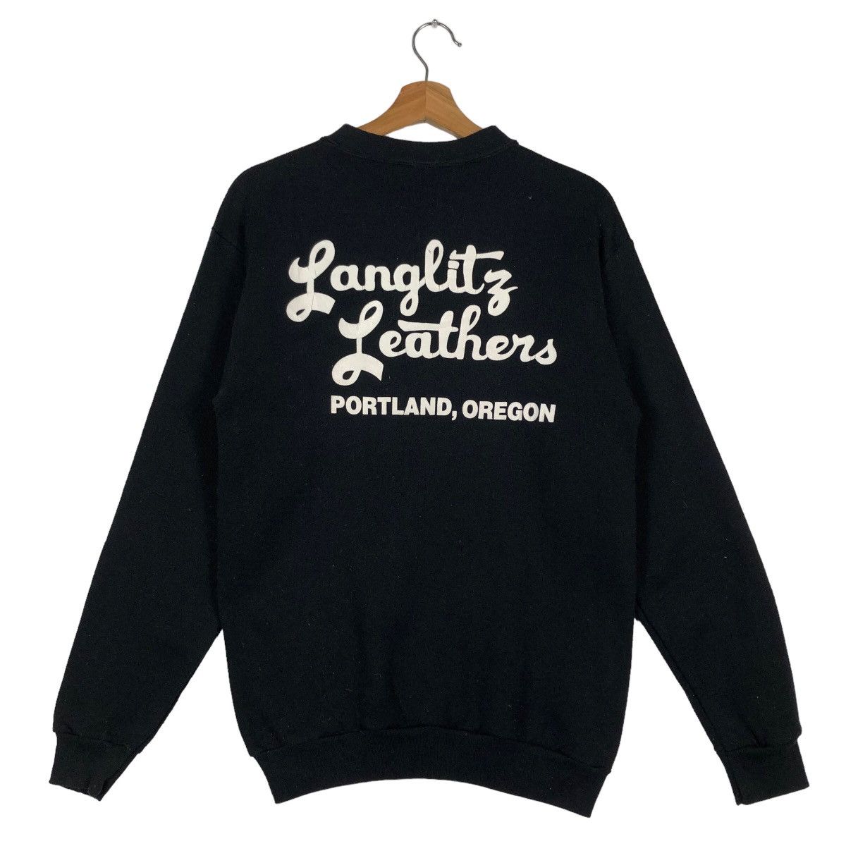 Japanese Brand Vintage Sweatshirt Langlitz Leather Usa Cafe Racer Big Logo Size US S / EU 44-46 / 1 - 7 Thumbnail