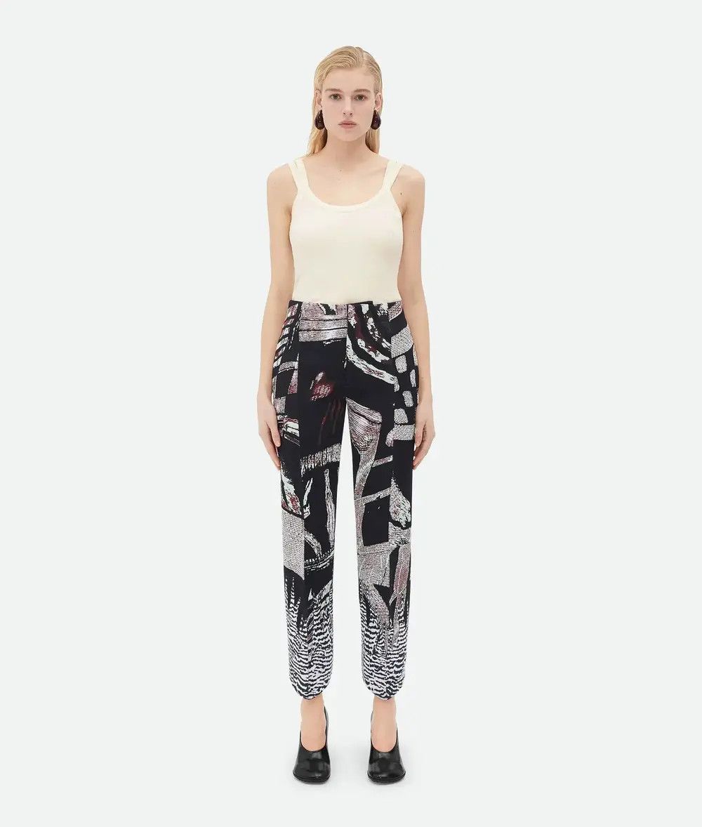 Bottega Veneta o1n1vont1225 Curved Shape Graphic Viscose Jacquard Trouser Size 25" / US 0 / IT 36 - 1 Thumbnail