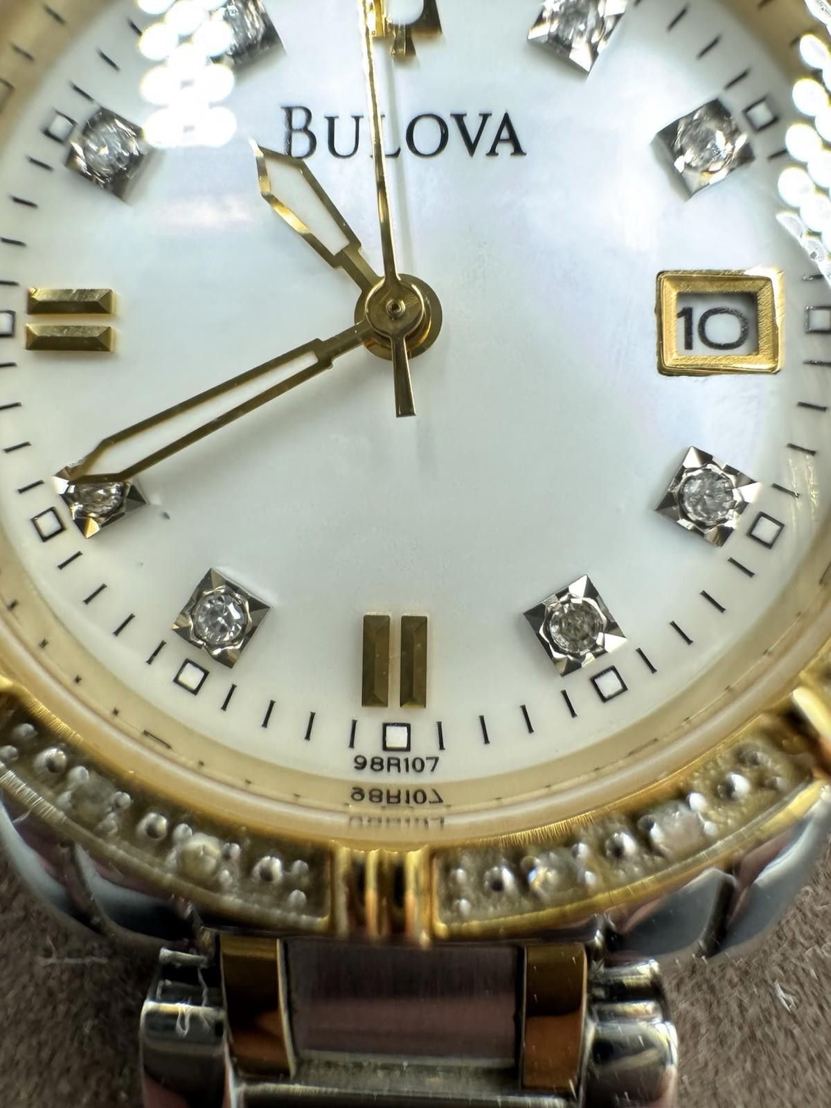 Bulova Bulova Watch Women 26mm Silver Gold Tone 98R107 MOP Diamond Size ONE SIZE - 5 Thumbnail