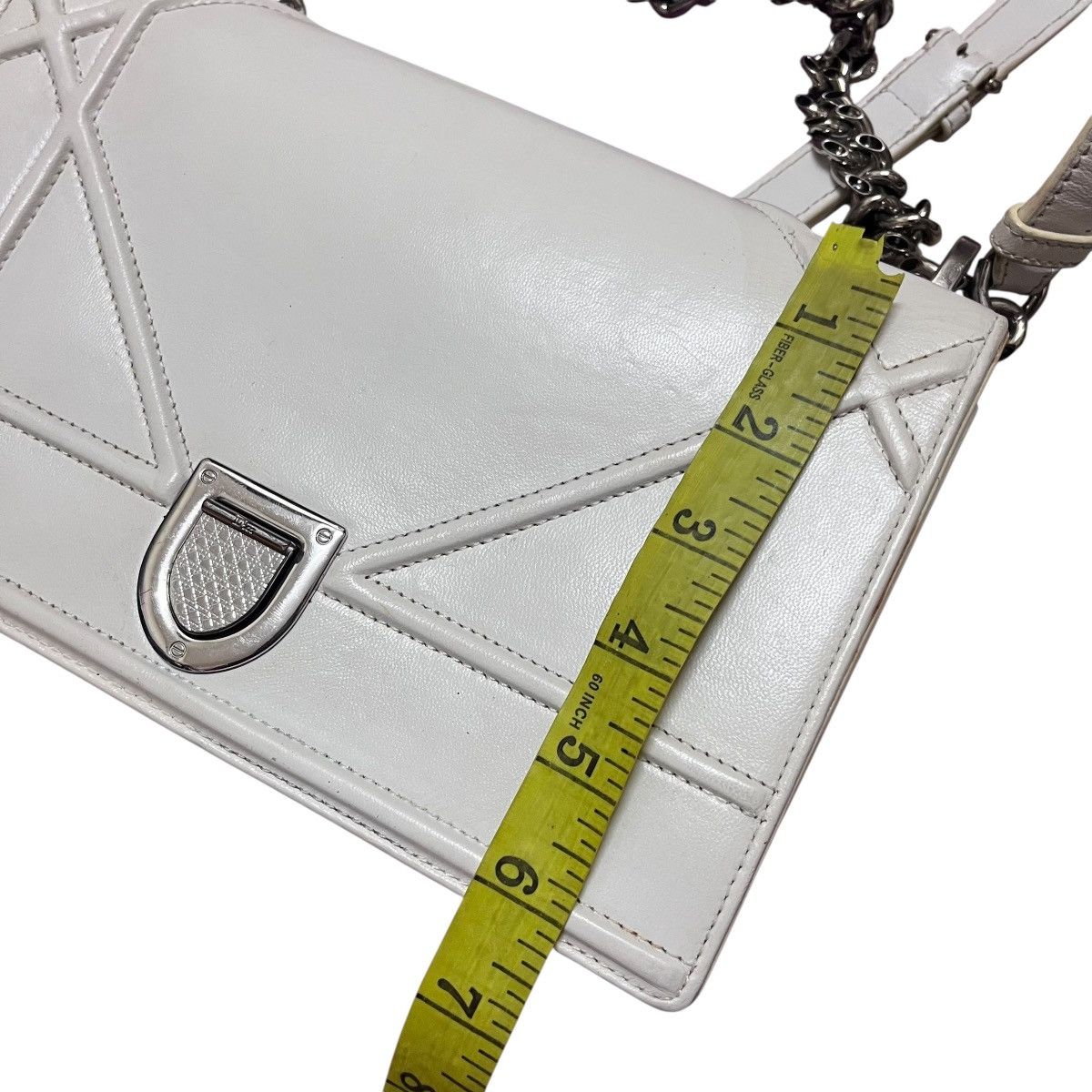Dior CHRISTIAN DIOR White Grained Leather Diorama Medium Flap Bag Size ONE SIZE - 15 Thumbnail