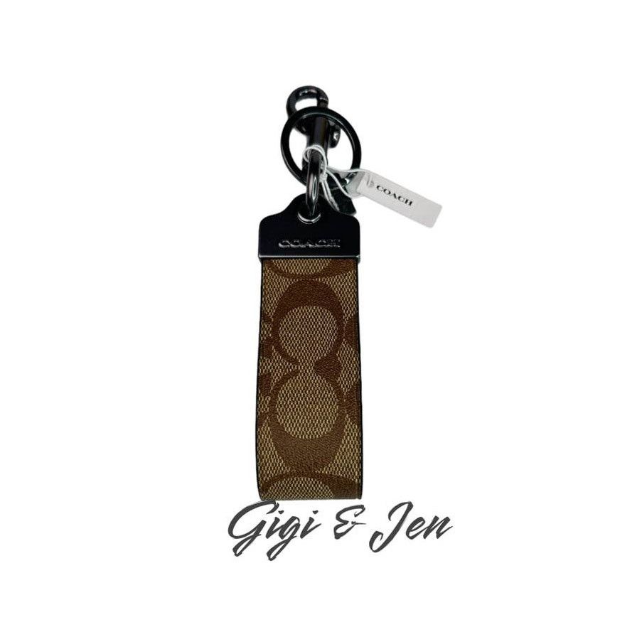 Coach Coach Loop Key Fob In Signature Canvas Khaki signature New Size ONE SIZE - 1 Thumbnail