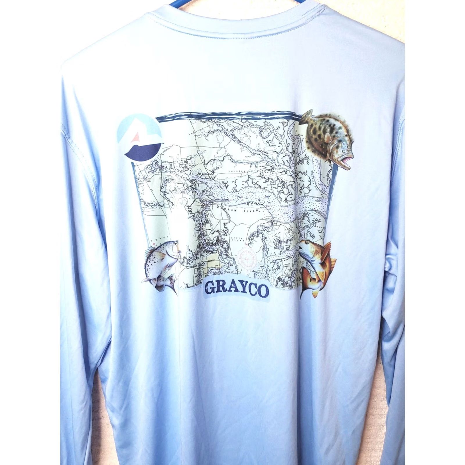 Area Altered Latitudes Mens L Blue Long Sleeve Map Shirt Beaufort SC Area Rivers FISH Shirt Mens L Blue Map Shirt Size US L / EU 52-54 / 3 - 7 Thumbnail
