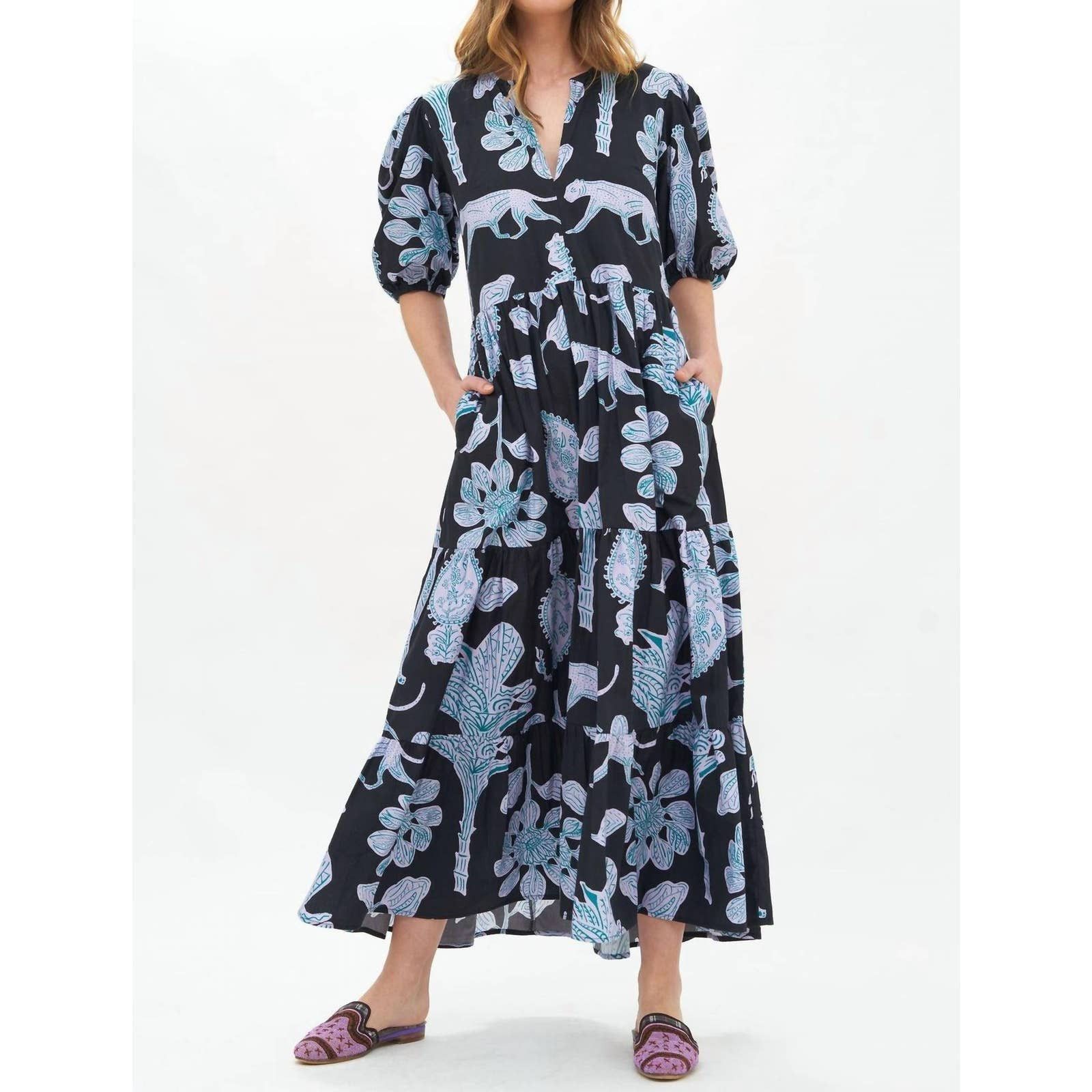 Oliphant Puff Sleeve Maxi Dress In Lamu Black | Grailed