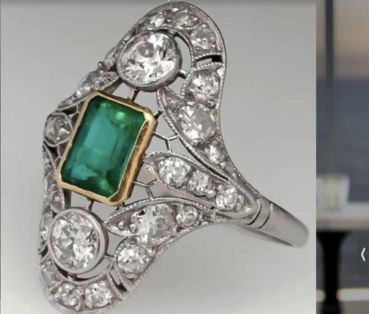 Other #gorgeous #green crystal #artdeco #ring #emerald Size ONE SIZE - 2 Thumbnail