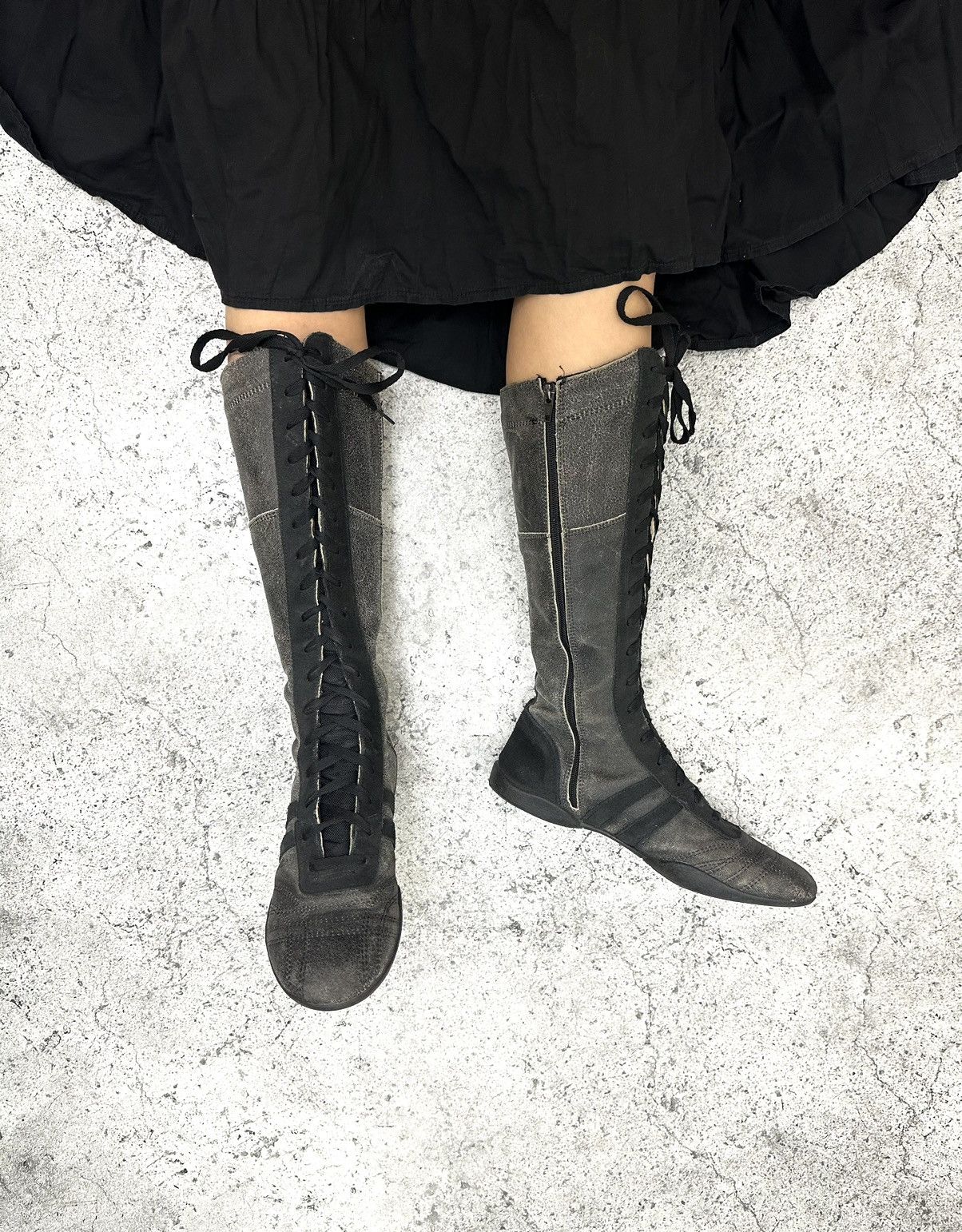 Vintage high boots made Italy wrestler leather shoes core