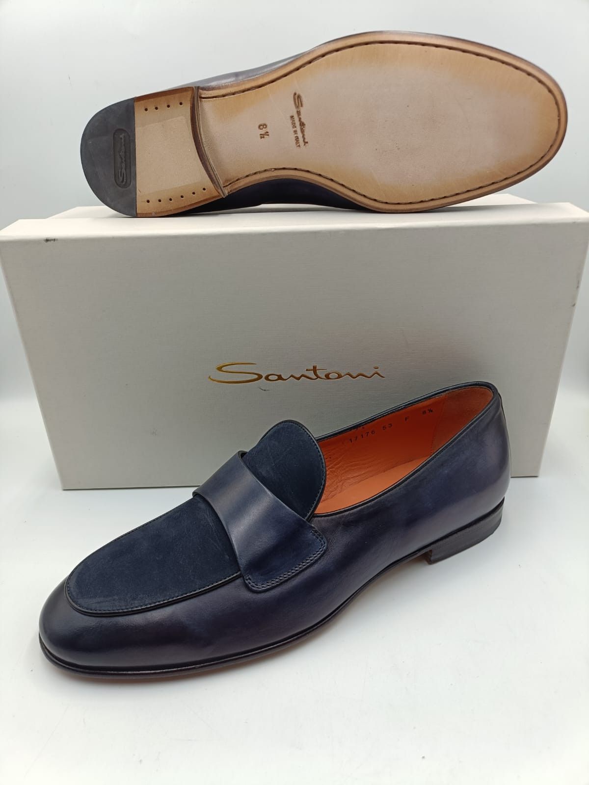 Santoni Santoni Blue Suede & Leather Loafers Size US 9.5 / EU 42-43 - 1 Thumbnail