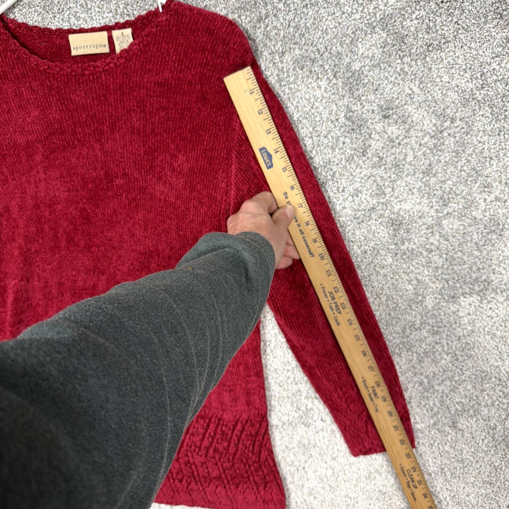 Vintage VINTAGE Apostrophe Tunic Sweater Womens S Red Textured Hem 90s Gothic Retro Knit Crew Neck Long Sleeve Fall Winter Slim Laid-Back Casual Travel Size S / US 4 / IT 40 - 3 Thumbnail