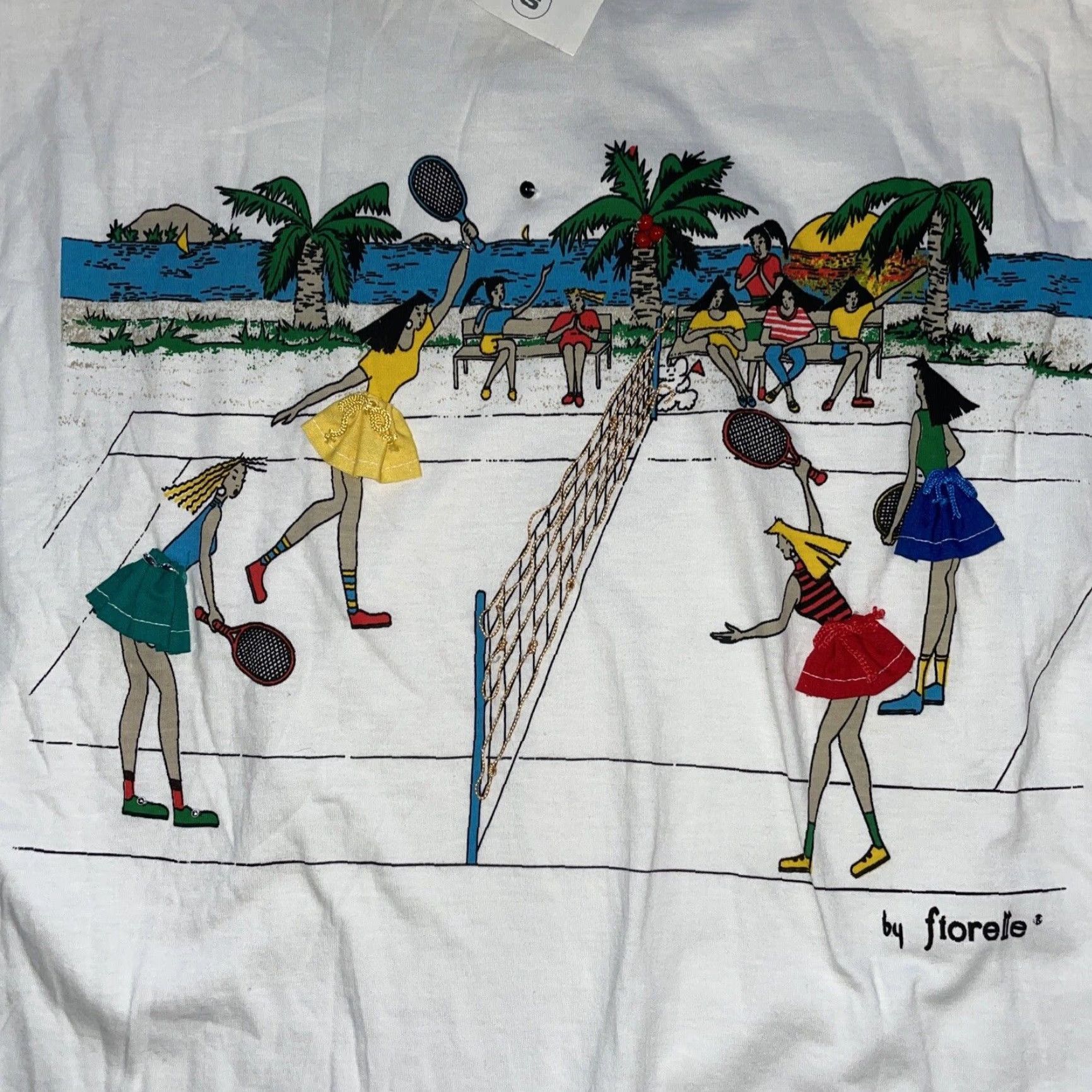 Vintage VINTAGE Fiorelli Tennis T-Shirt Men S White Shoulder Pads Graphic 90s Size US S / EU 44-46 / 1 - 2 Thumbnail