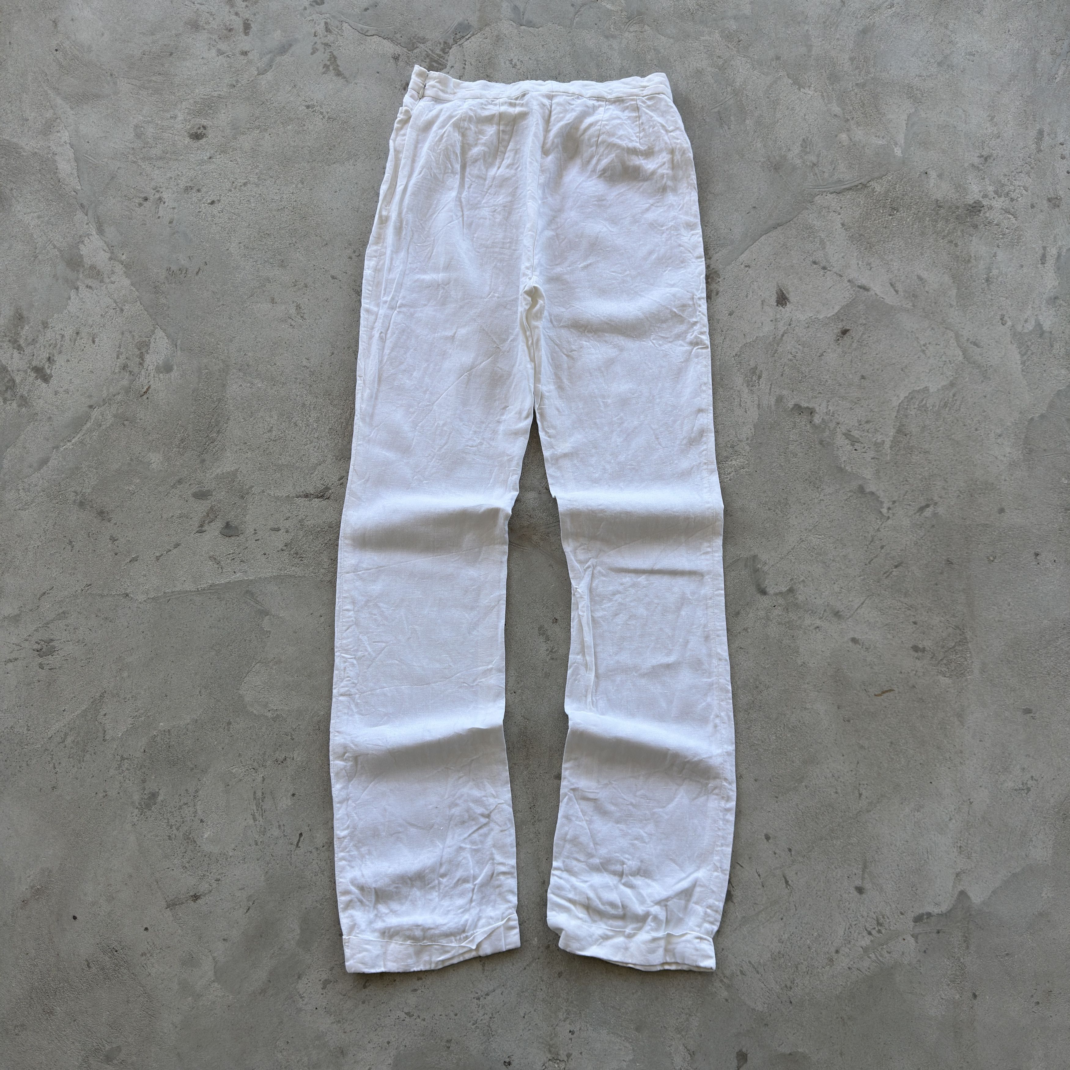 Vintage Max Mara Puro Lino White Linen Pants Made In Italy Size 32" / US 10 / IT 46 - 2 Thumbnail