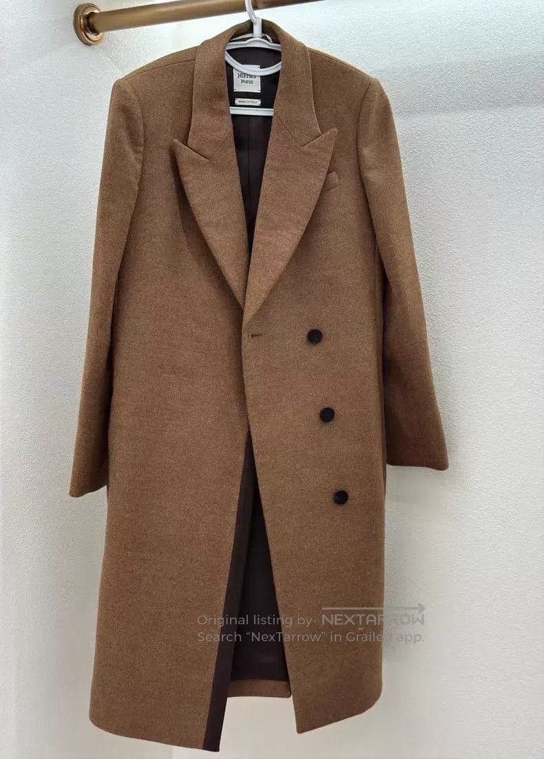 Hermes Hermes Camel Wool Coat Jacket with Classic Notched Lapel a Size XS / US 0-2 / IT 36-38 - 1 Thumbnail