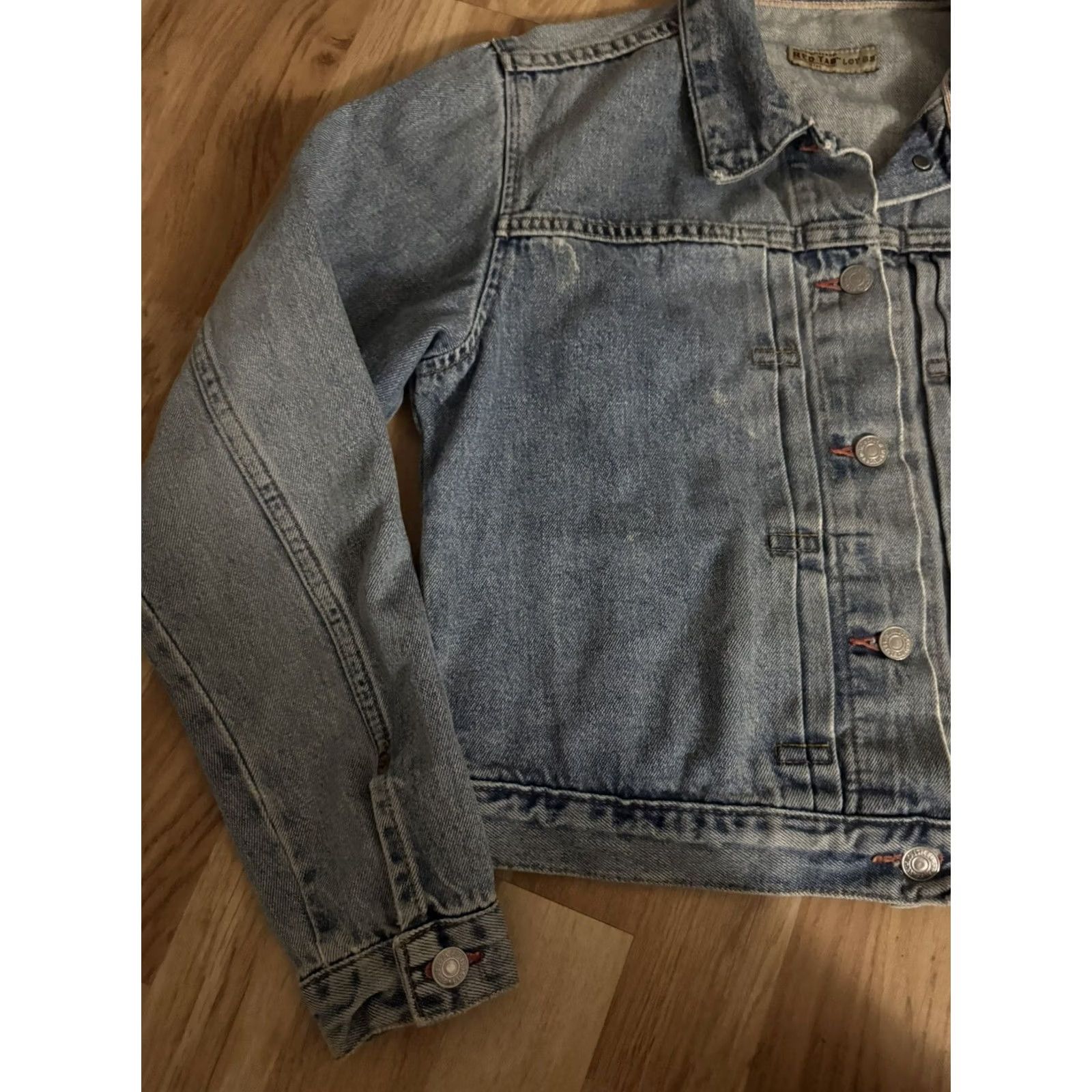 Levi's VINTAGE Levi’s Lot 53 Denim Women’s Jean Jacket Cropped Size LG Blue Size 36" / US 14 / IT 50 - 3 Thumbnail