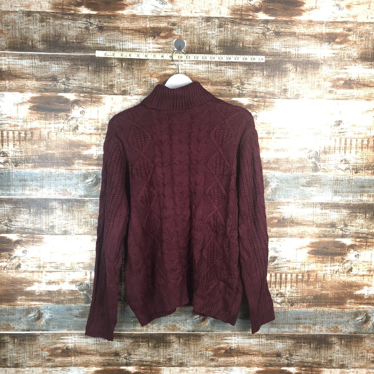 Japanese Brand Mono Mart Maroon cable Knitwear #A2257 Size US M / EU 48-50 / 2 - 12 Thumbnail