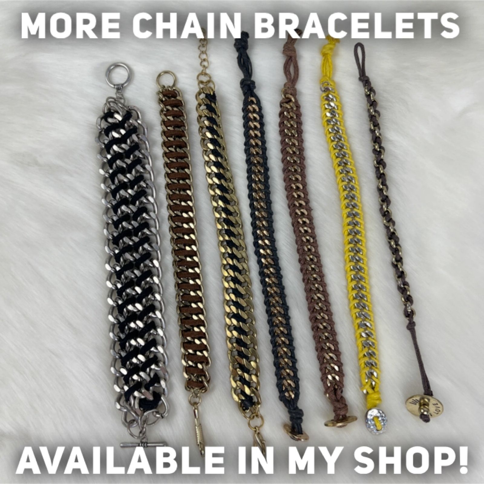 Other Chain Link Braided Bracelets Gold Silver Black Brown Yellow Size ONE SIZE - 24 Thumbnail