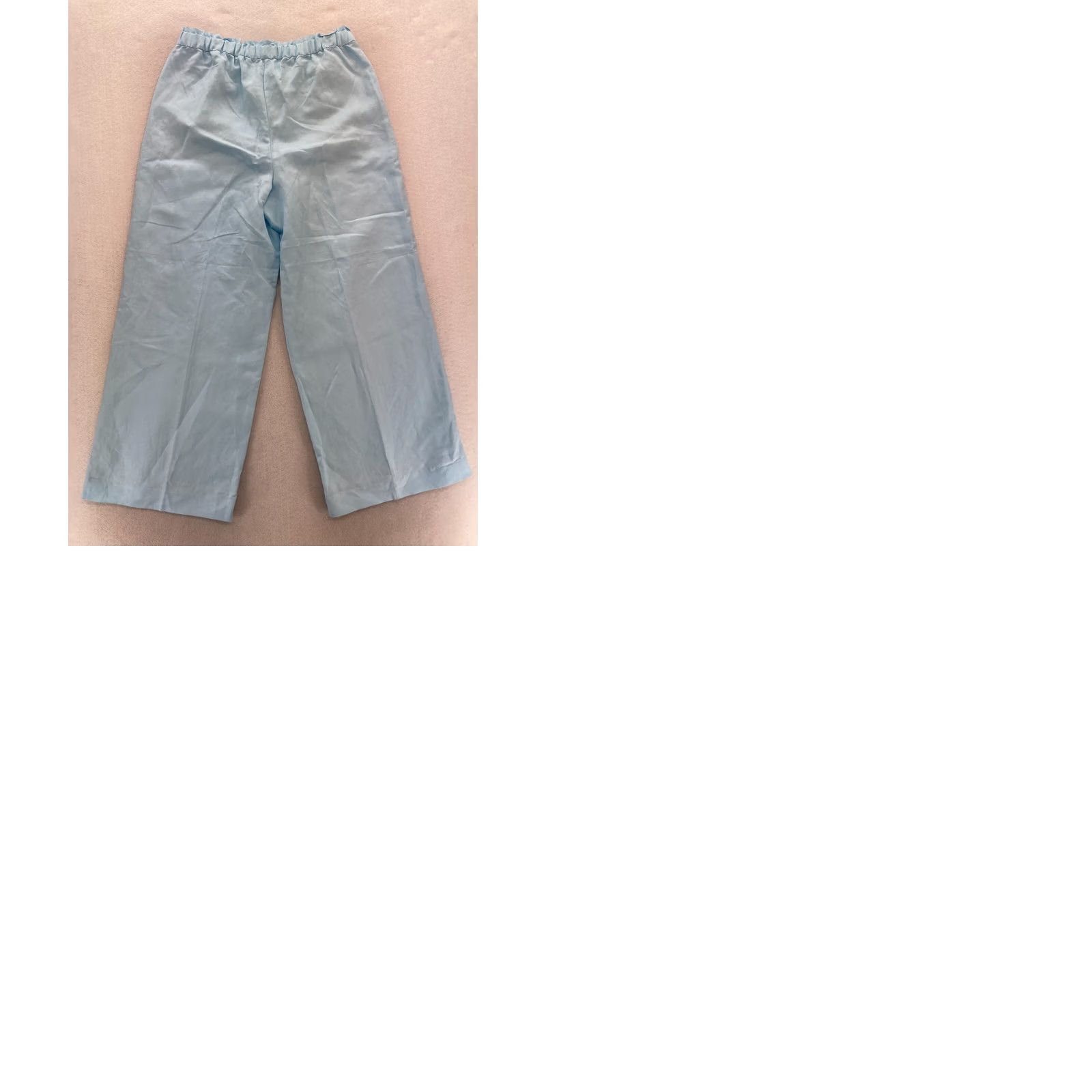 Ann Taylor Ann Taylor Pull On Wide Leg Crop Pants Women's Large Petite Blue Linen Beachy Size 24" / US 00 / IT 34 - 9 Thumbnail