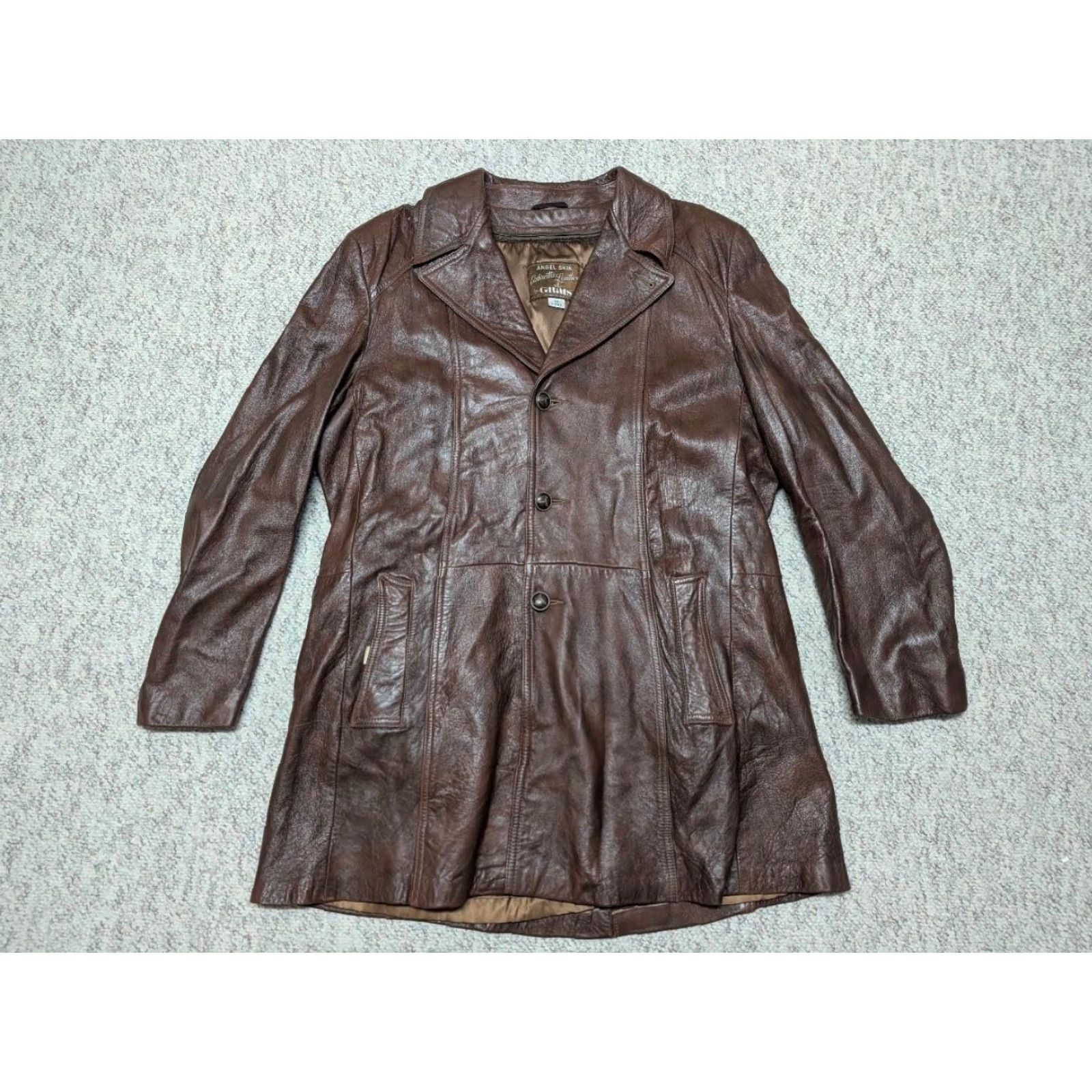 Skin VINTAGE Grais leather overcoat 48L 2XL brown Mens Coat Size US XXL / EU 58 / 5 - 3 Thumbnail