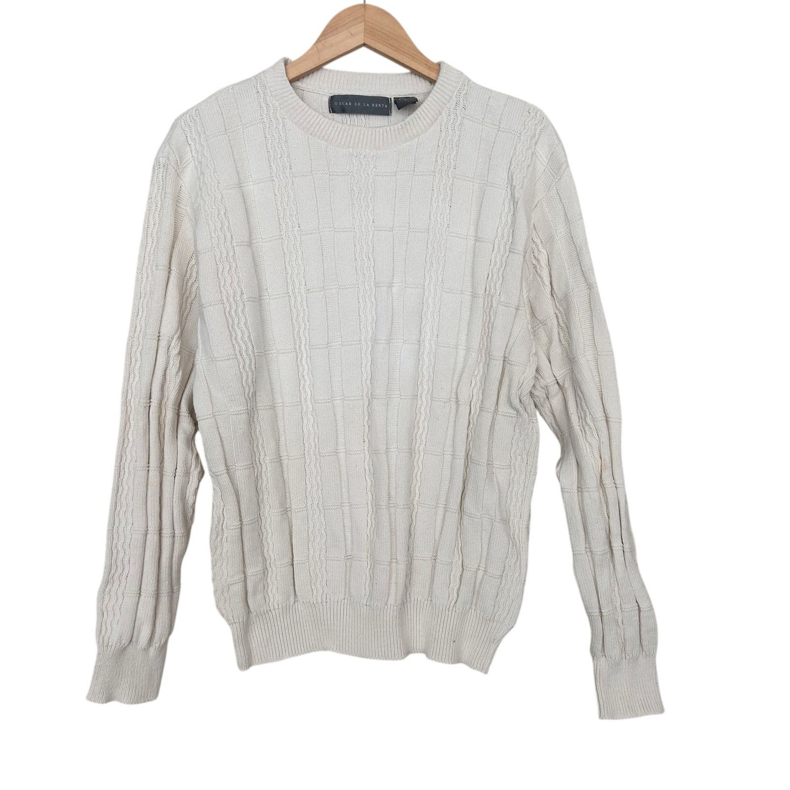 Oscar De La Renta Oscar De La Renta Off White Knit Sweater Sz L Size US L / EU 52-54 / 3 - 1 Thumbnail
