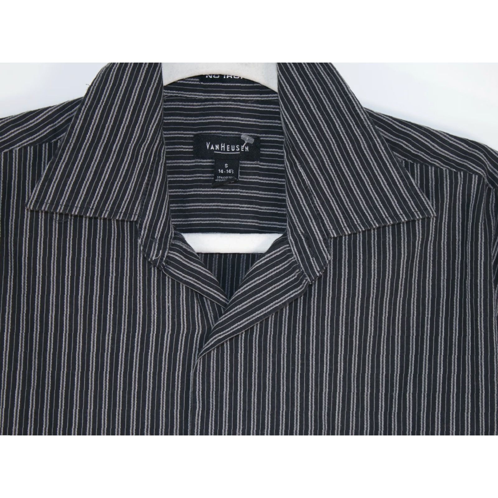 Van Heusen Van Heusen Striped Button-Up Shirt No Iron Casual Men's Small Black 14.5 Size US S / EU 44-46 / 1 - 2 Thumbnail