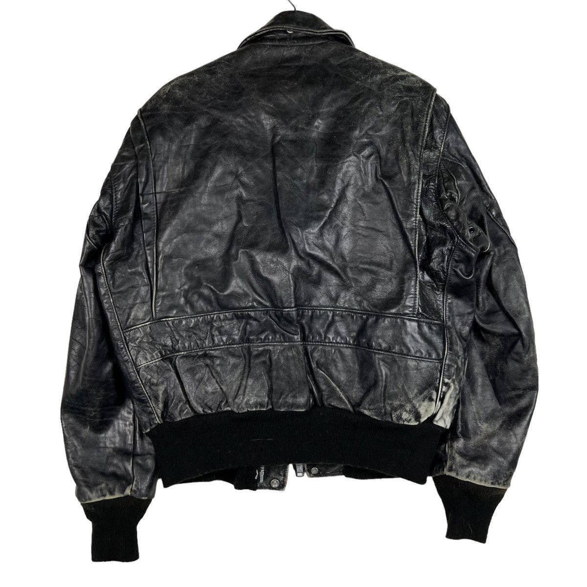 Schott 💥 1970s SCHOTT TYPE A-2 TOPGUN BLACK LEATHER JACKET Size US L / EU 52-54 / 3 - 8 Thumbnail