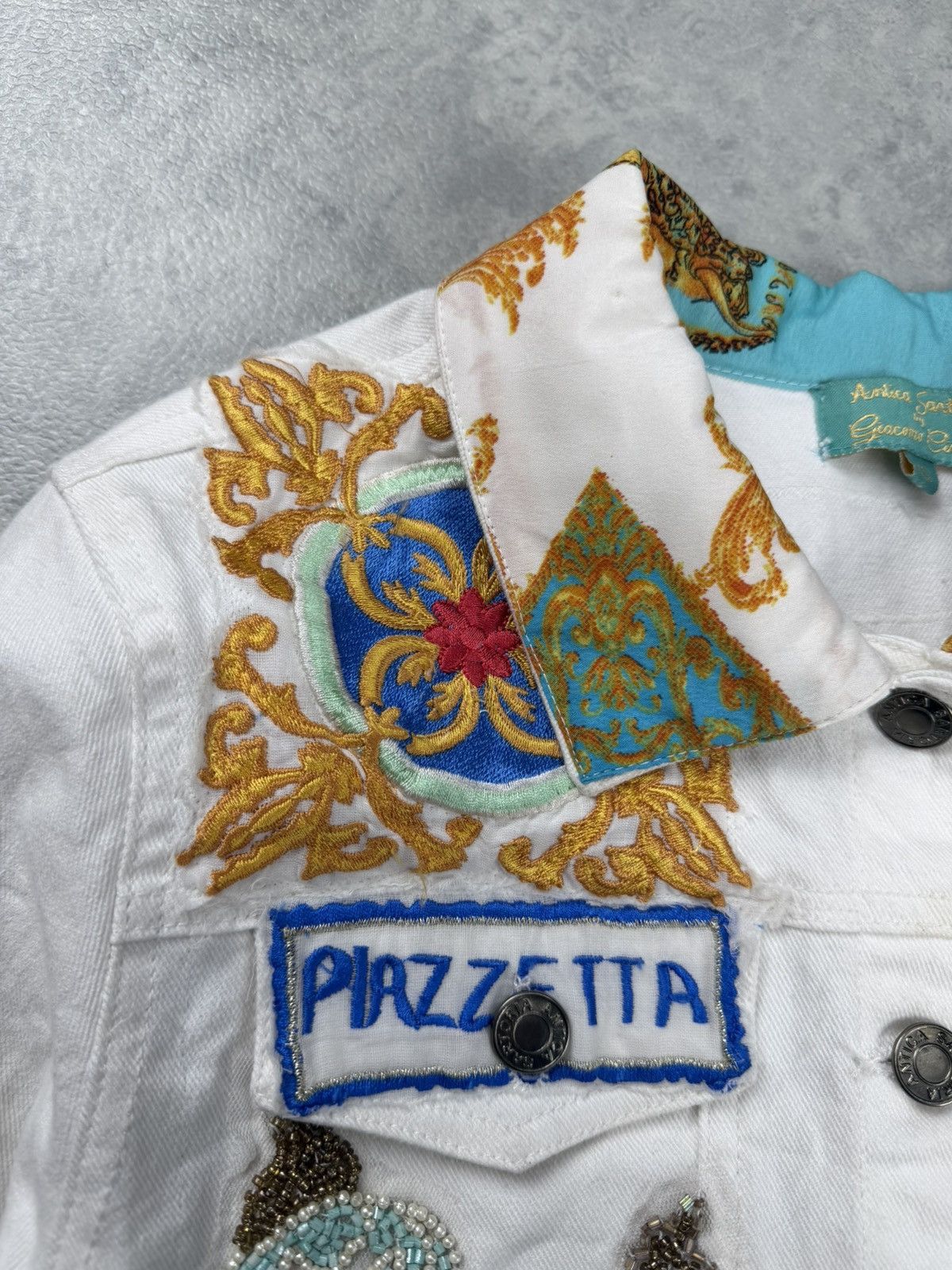 Other Antica Sartoria Capri White Denim Jacket Size XS Size XS / US 0-2 / IT 36-38 - 6 Thumbnail