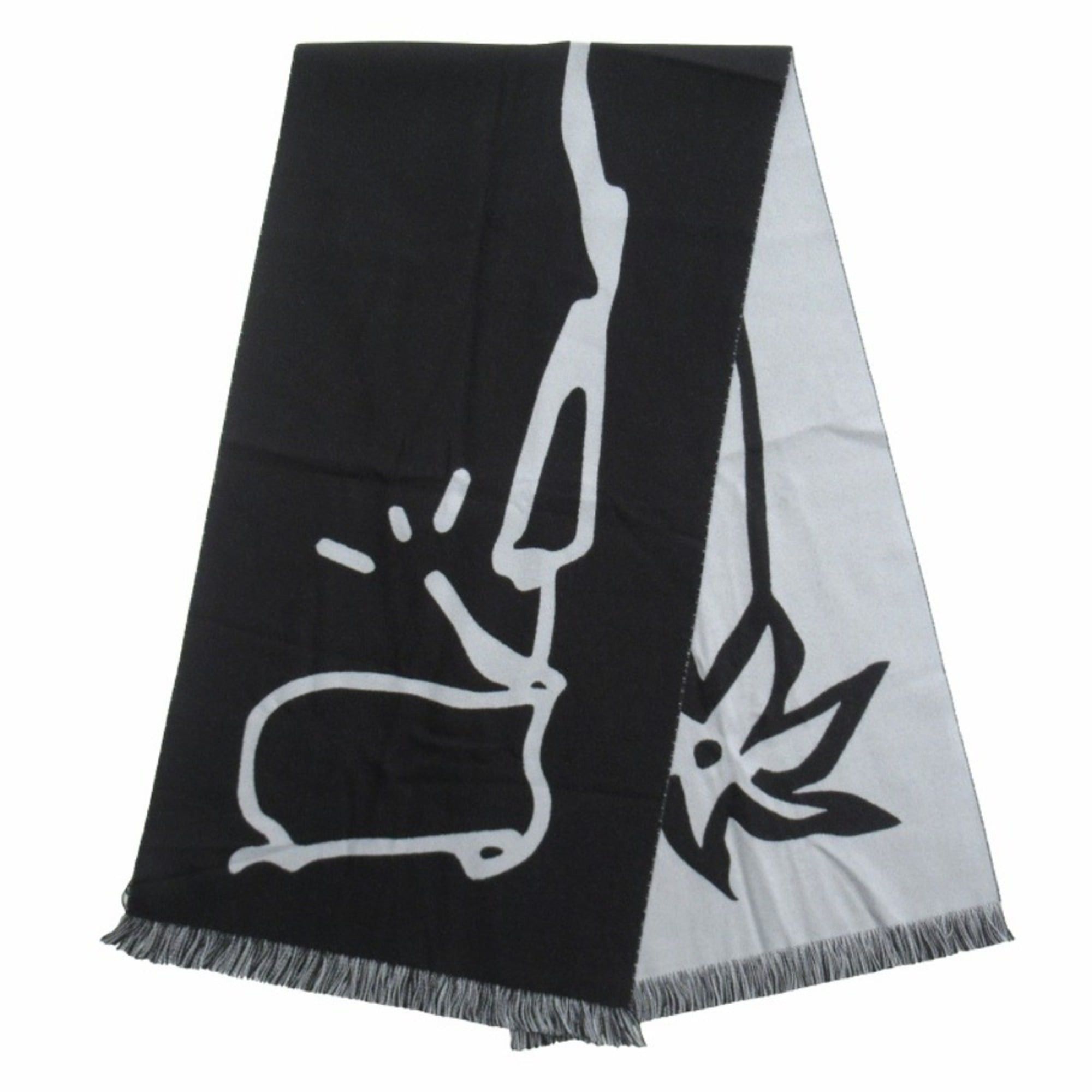 Christian Dior 2022 DIOR x Travis Scott Cactus Jack wool logo scarf black for men and women. Luxs secondhand brand.