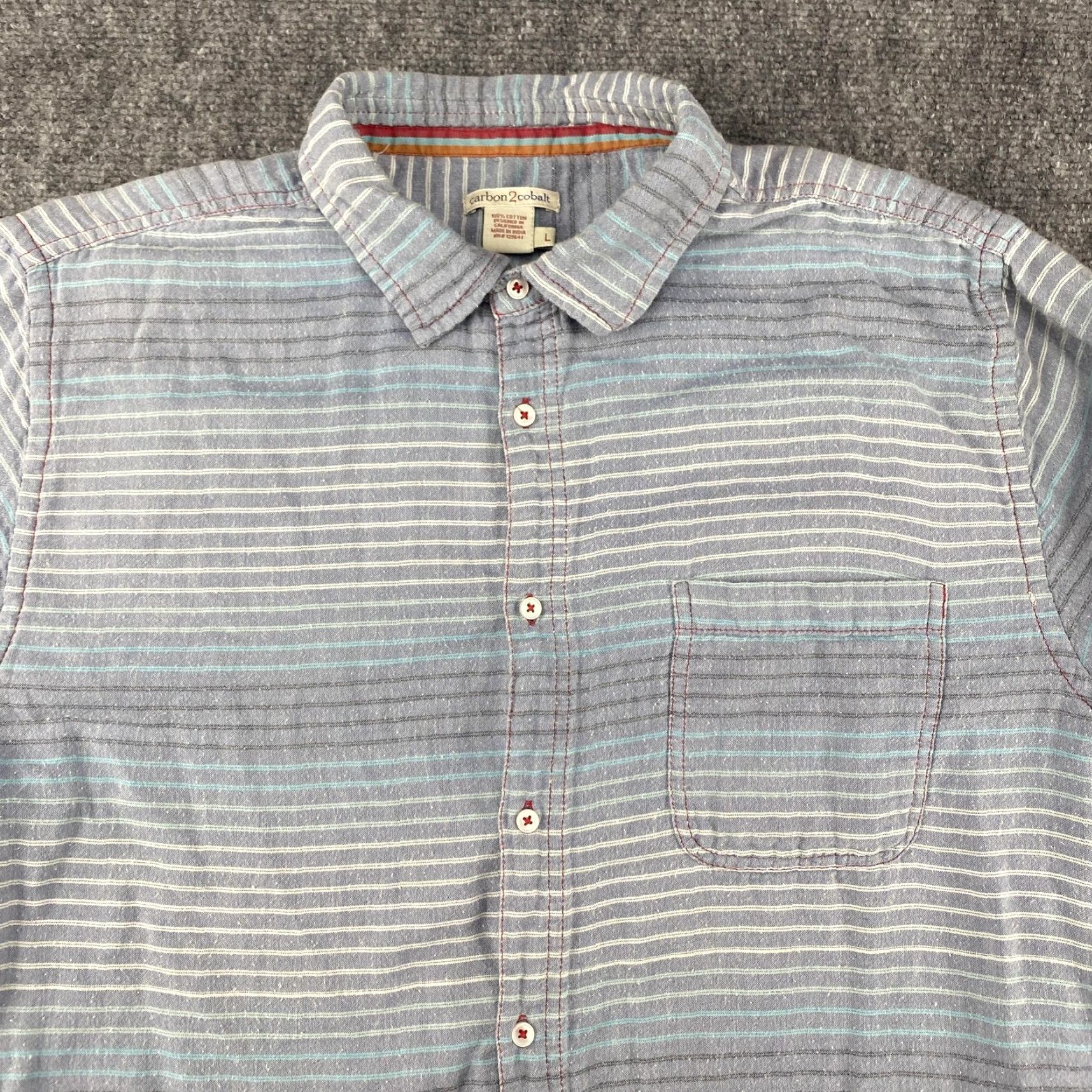 Carbon2Cobalt VINTAGE carbon2cobalt Shirt Mens Large Blue Striped Cotton Long Sleeve Button Up Size US L / EU 52-54 / 3 - 2 Thumbnail
