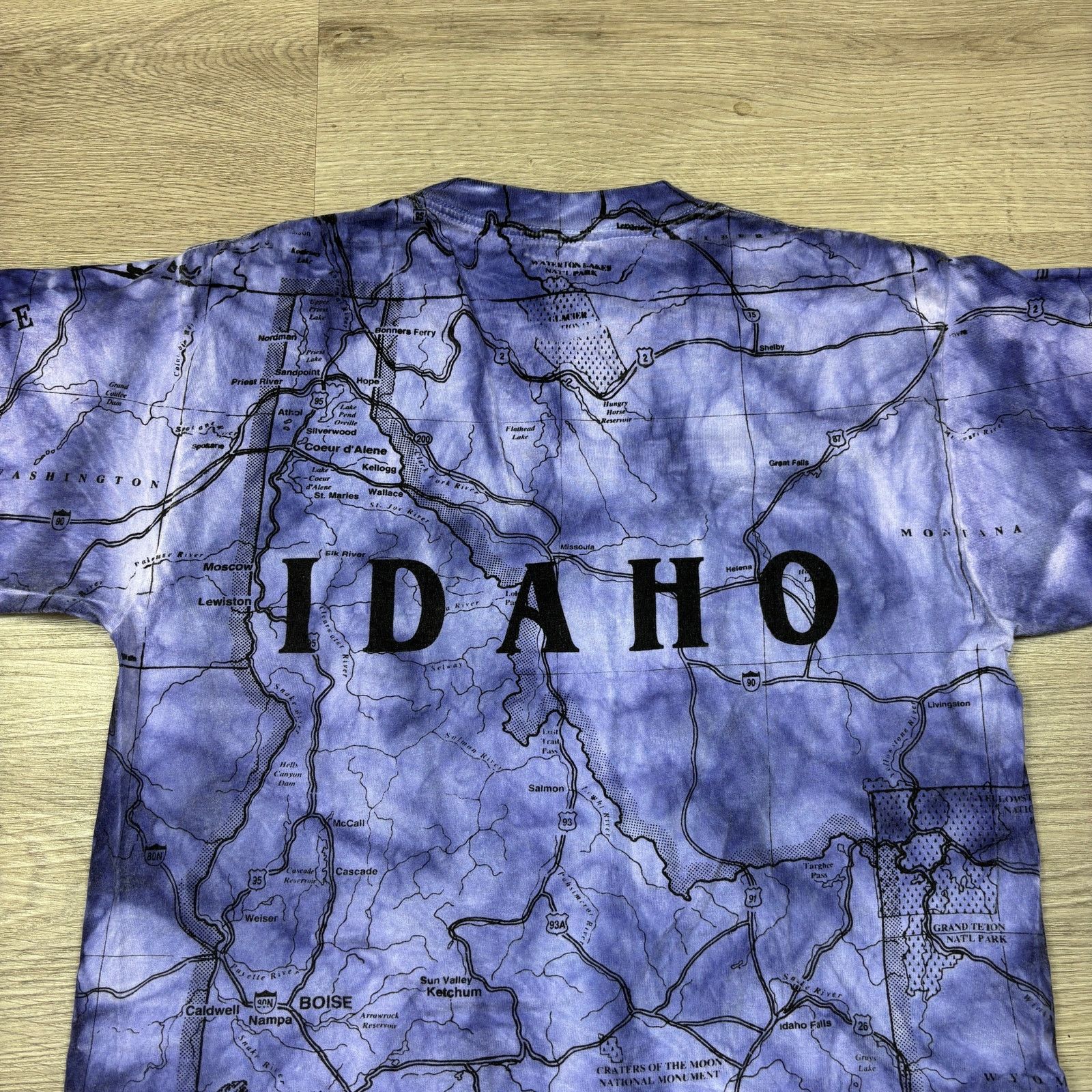 Gildan × Vintage VTG 90s Idaho State Map Tie Dye AOP Single Stitch Shirt Med Size US M / EU 48-50 / 2 - 5 Thumbnail