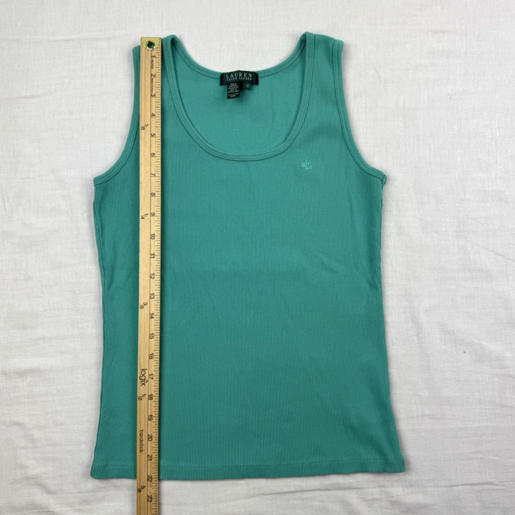 Ralph Lauren VINTAGE Lauren Ralph Top Womens M Blue Tank Teal Y2K Designer Boho USA Size M / US 6-8 / IT 42-44 - 6 Thumbnail