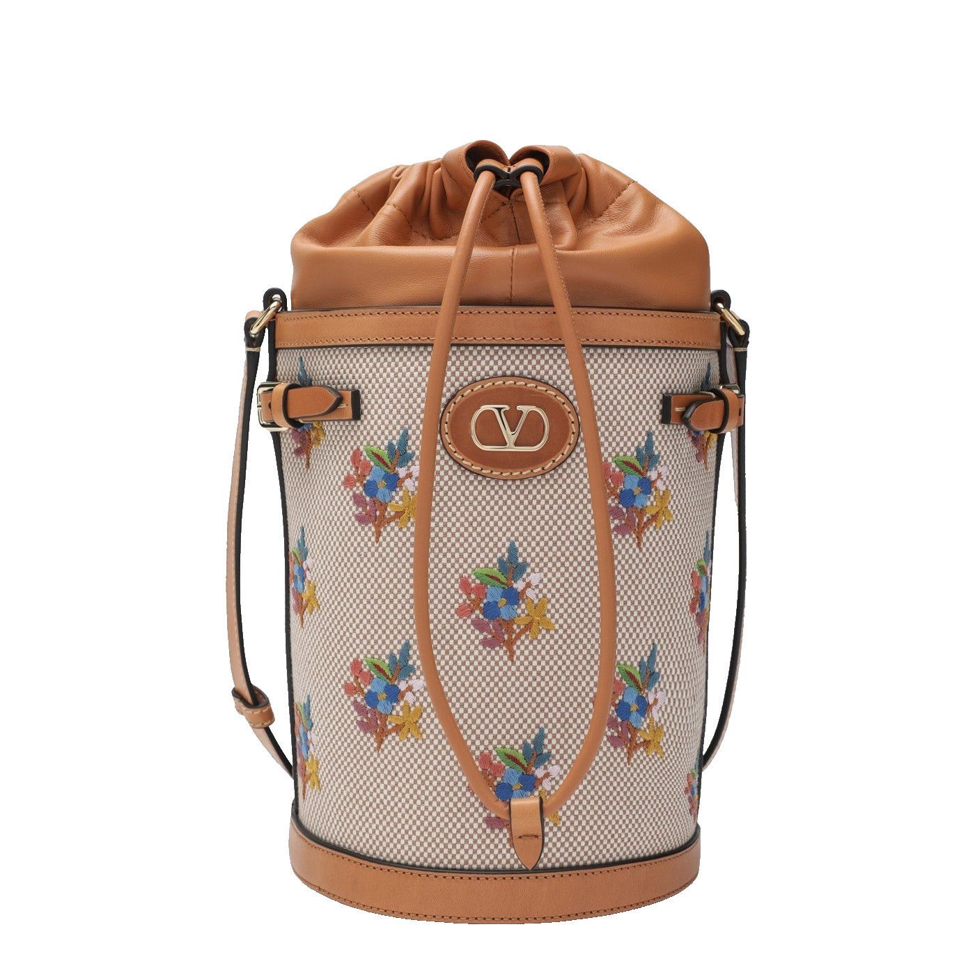 Valentino VALENTINO GARAVANI Floral Embroidered Beige Canvas Bucket Ba Size ONE SIZE - 1 Thumbnail