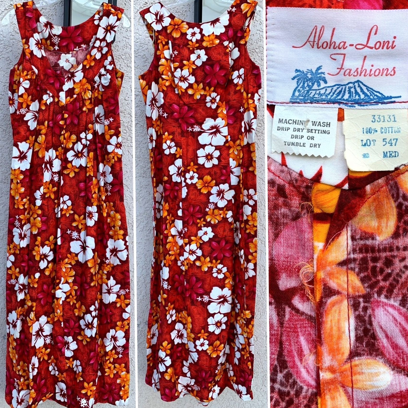 ALOHAS VINTAGE Aloha Loni Fashions Hawaiian Dress Maxi Tiki Aloha Hawaii Size M Cotton Size M / US 6-8 / IT 42-44 - 4 Thumbnail