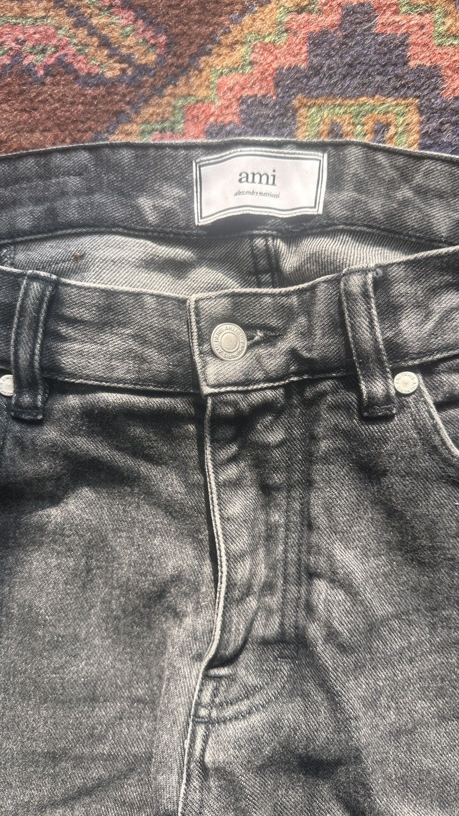 AMI AMI Paris Washed Denim Pant, Dark Grey Size US 32 / EU 48 - 2 Thumbnail
