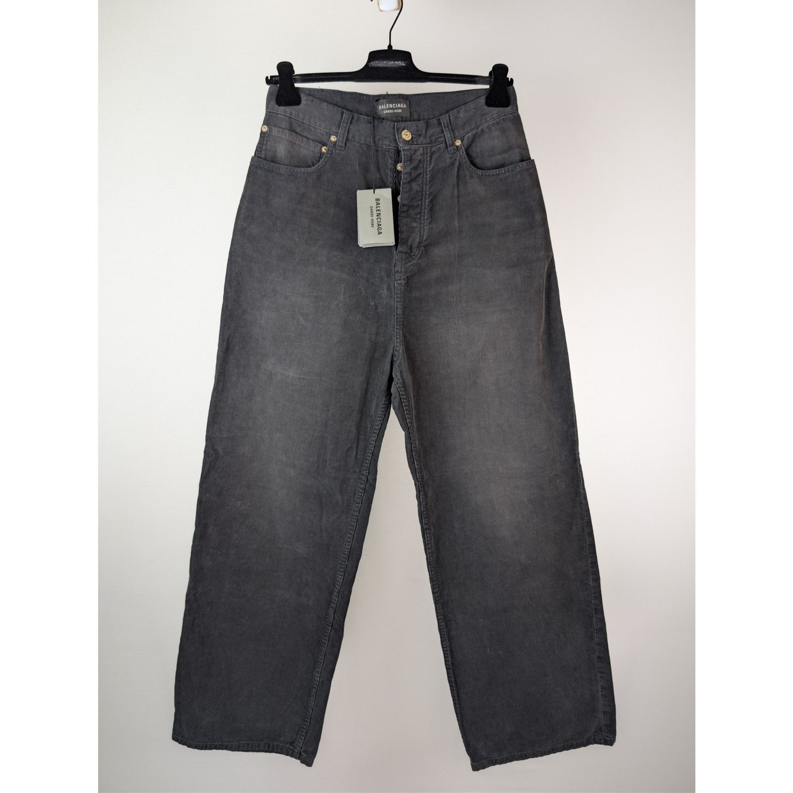 Balenciaga o1rshd1 Japanese Cotton Corduroy Denim Baggy Pants in Black Size US 28 / EU 44 - 1 Thumbnail